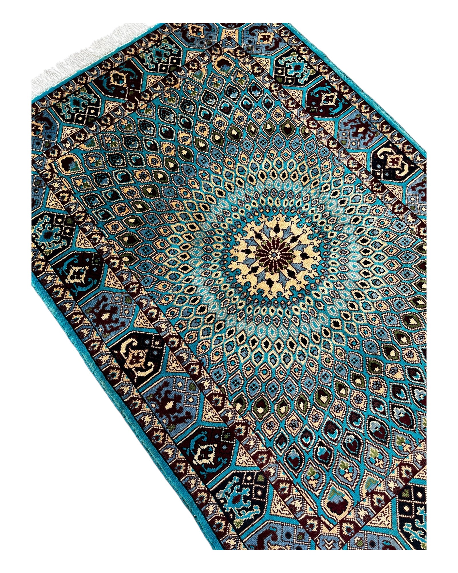 148cm x 100cm Blue & Turquoise Peacock Rug