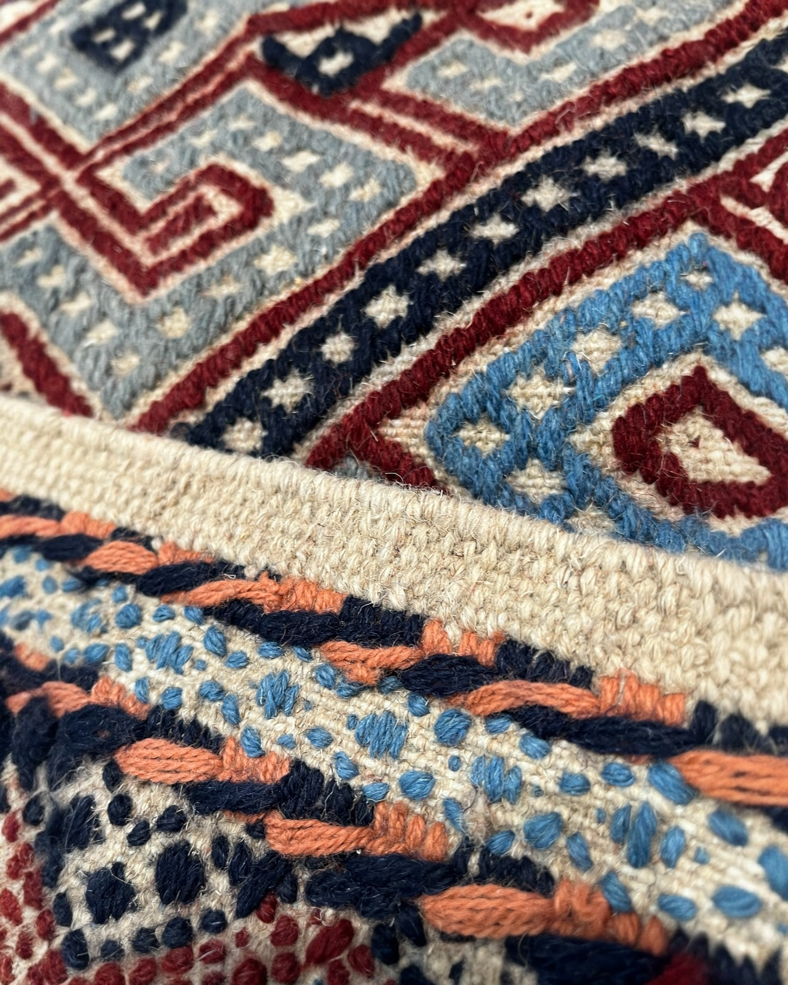 200cm x 148cm PInk & Blue Turkoman Kilim