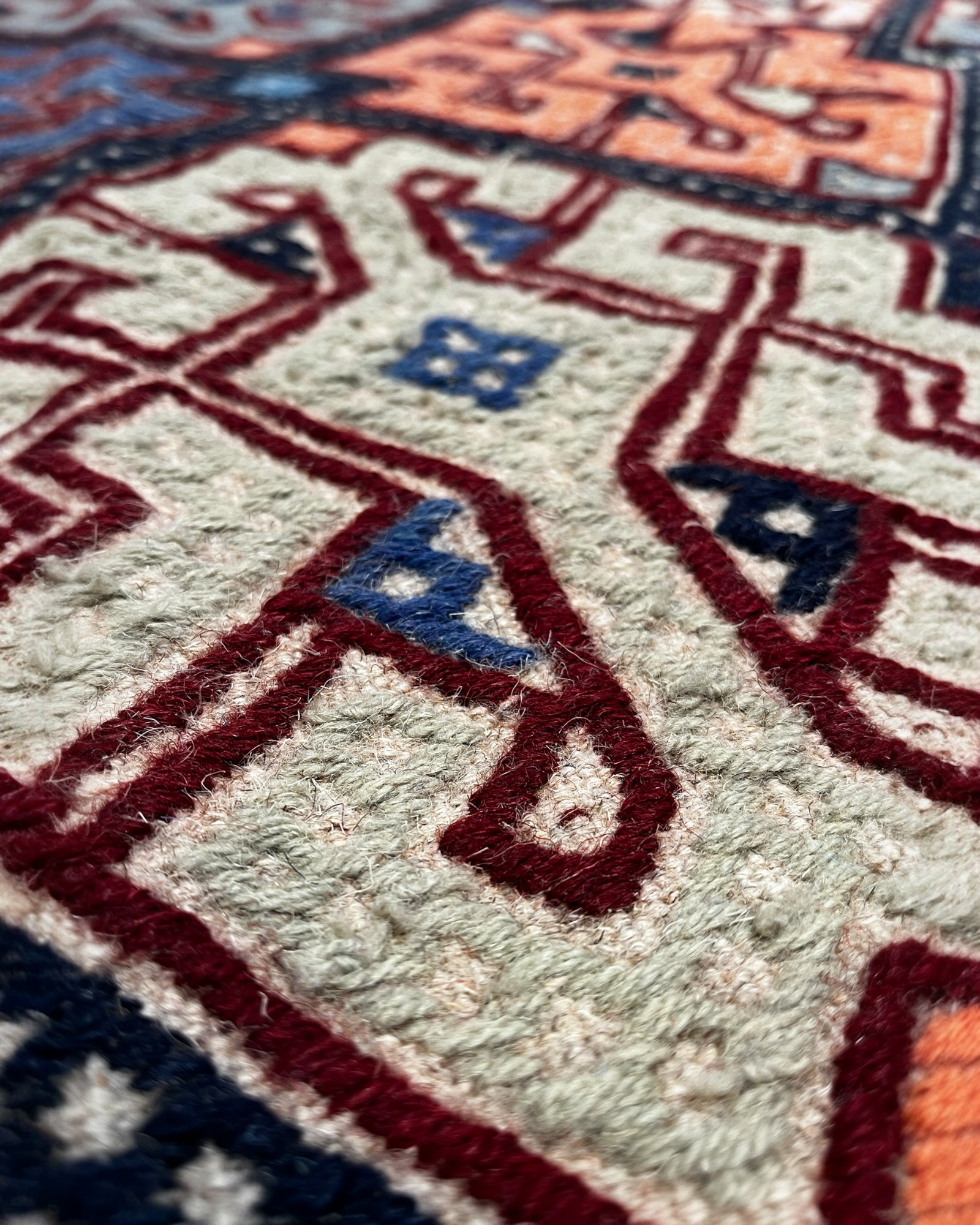 200cm x 148cm PInk & Blue Turkoman Kilim