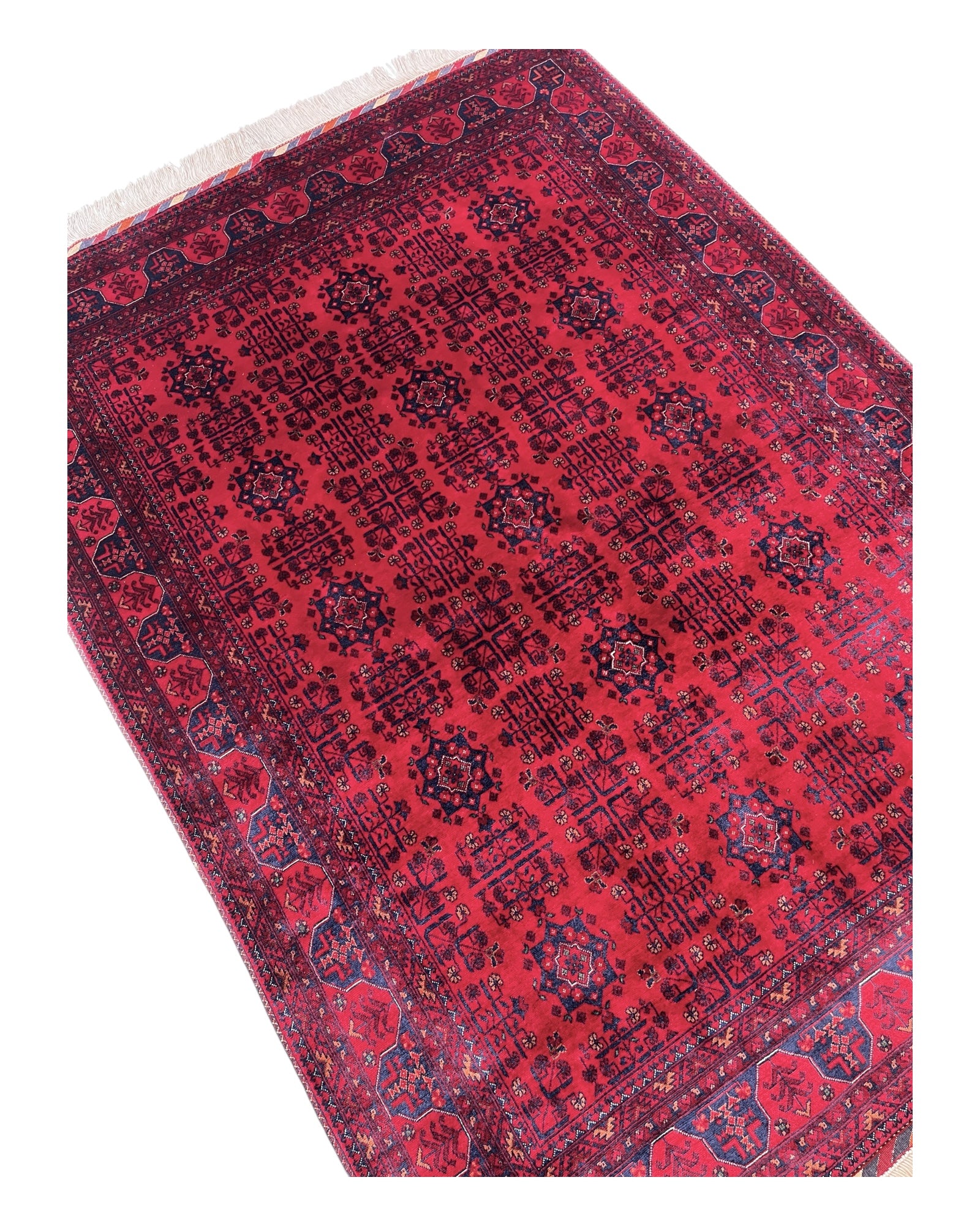 204cm x 150cm Red & Navy Andkhoy Rug