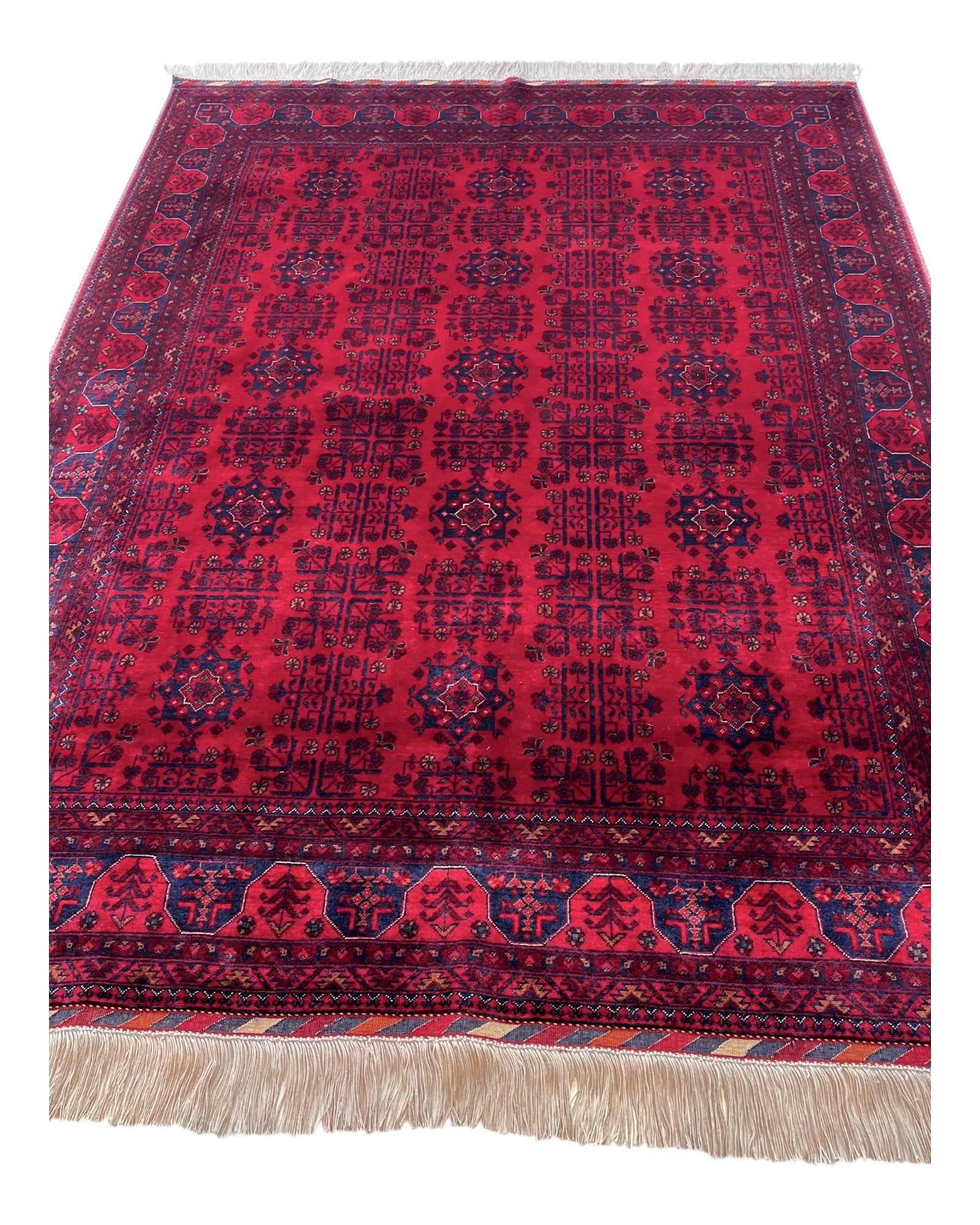 204cm x 150cm Red & Navy Andkhoy Rug