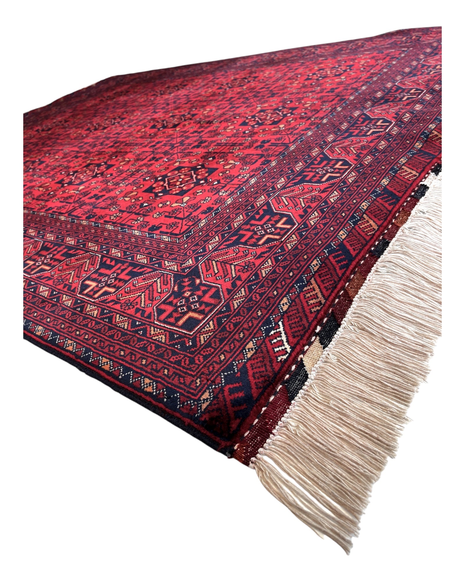 193cm x 150cm Red & Navy Andkhoy Rug
