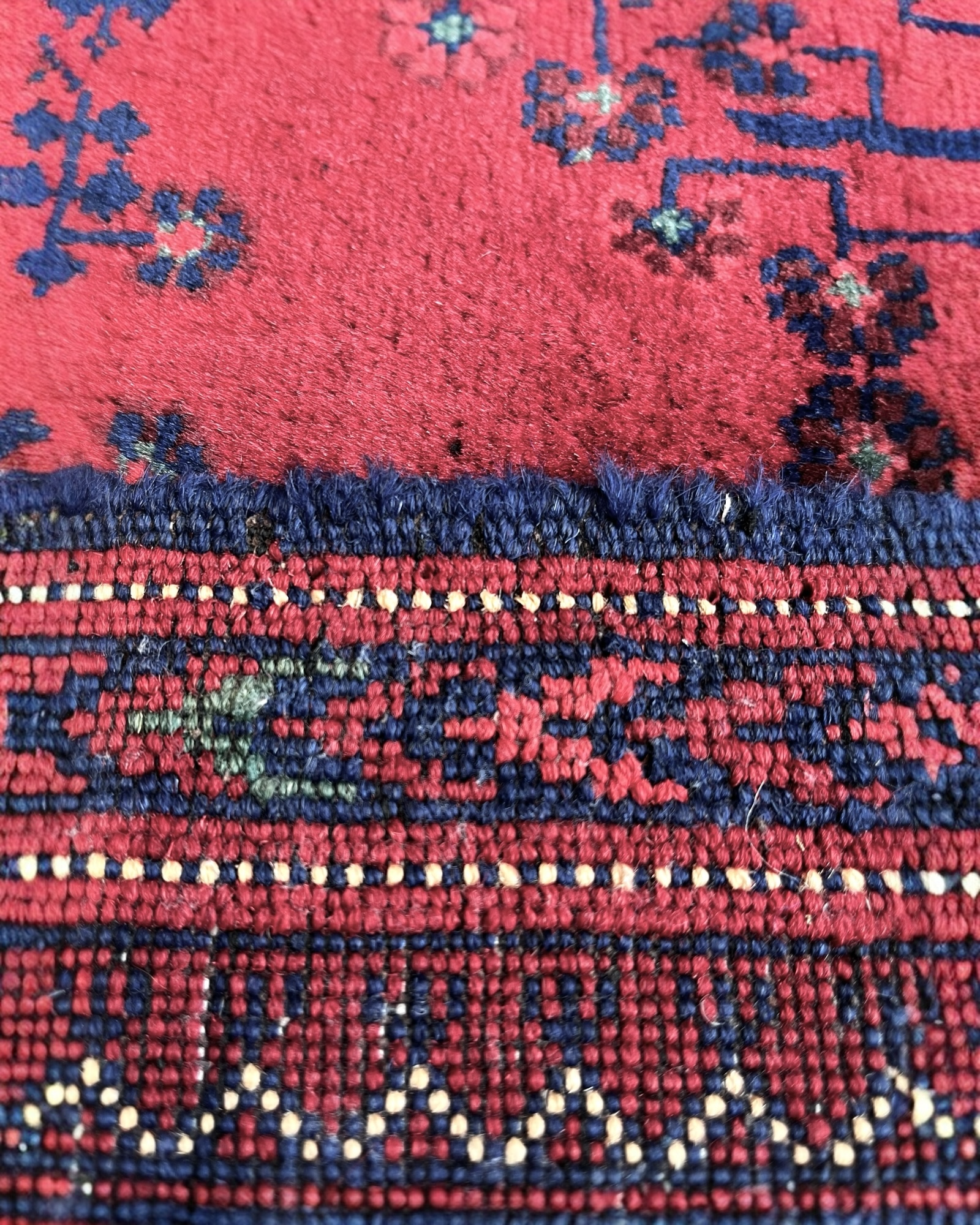 196cm x 150cm Red & Navy Andkhoy Rug