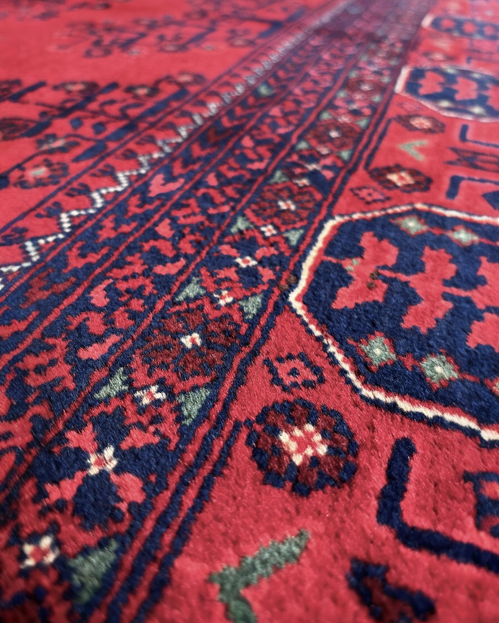 196cm x 150cm Red & Navy Andkhoy Rug