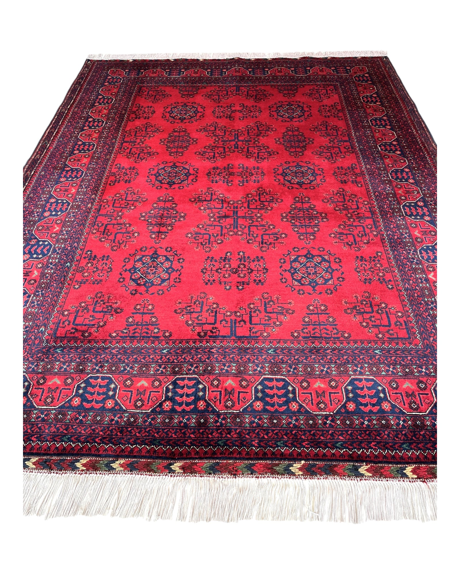 196cm x 150cm Red & Navy Andkhoy Rug