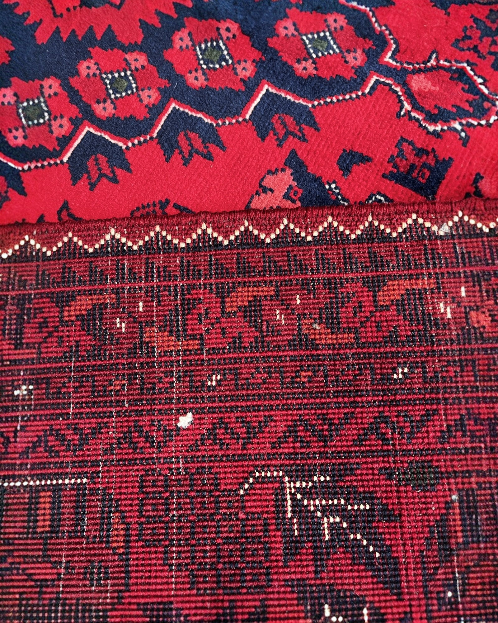 198cm x 152cm Red & Navy Underground Rug