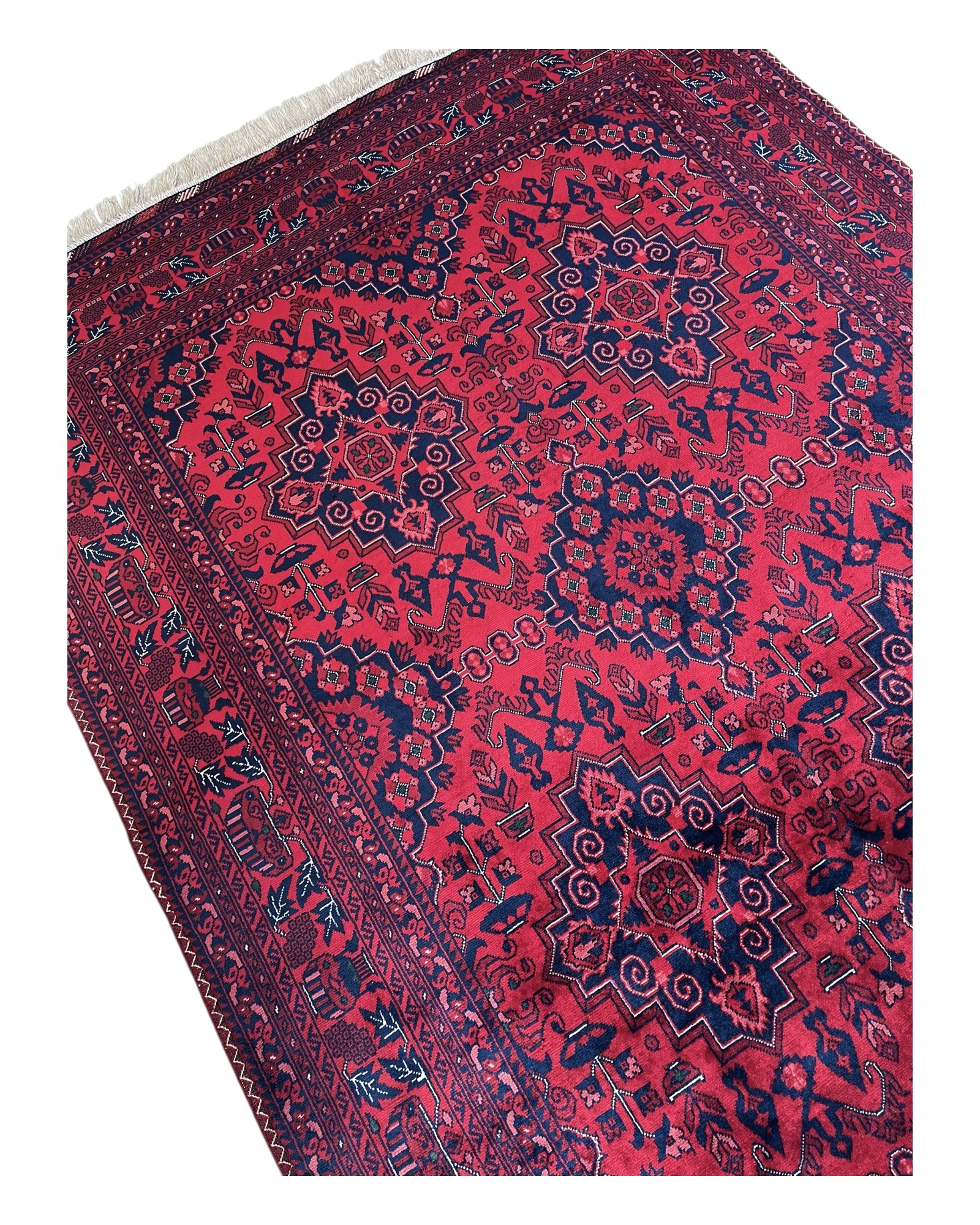 198cm x 152cm Red & Navy Underground Rug