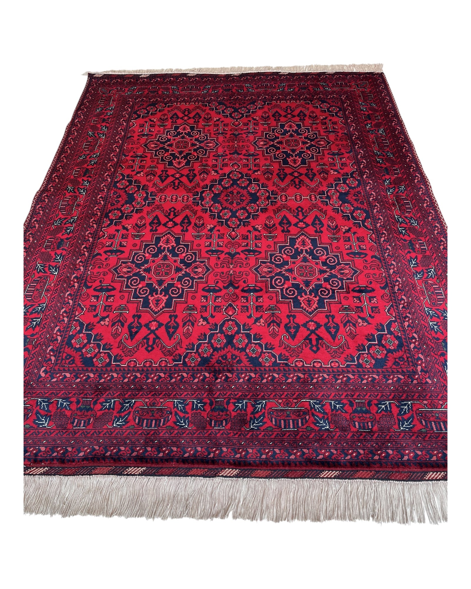 198cm x 152cm Red & Navy Underground Rug