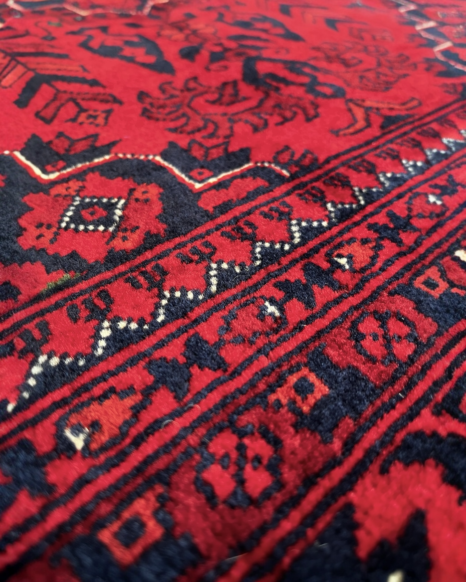 198cm x 152cm Red & Navy Underground Rug