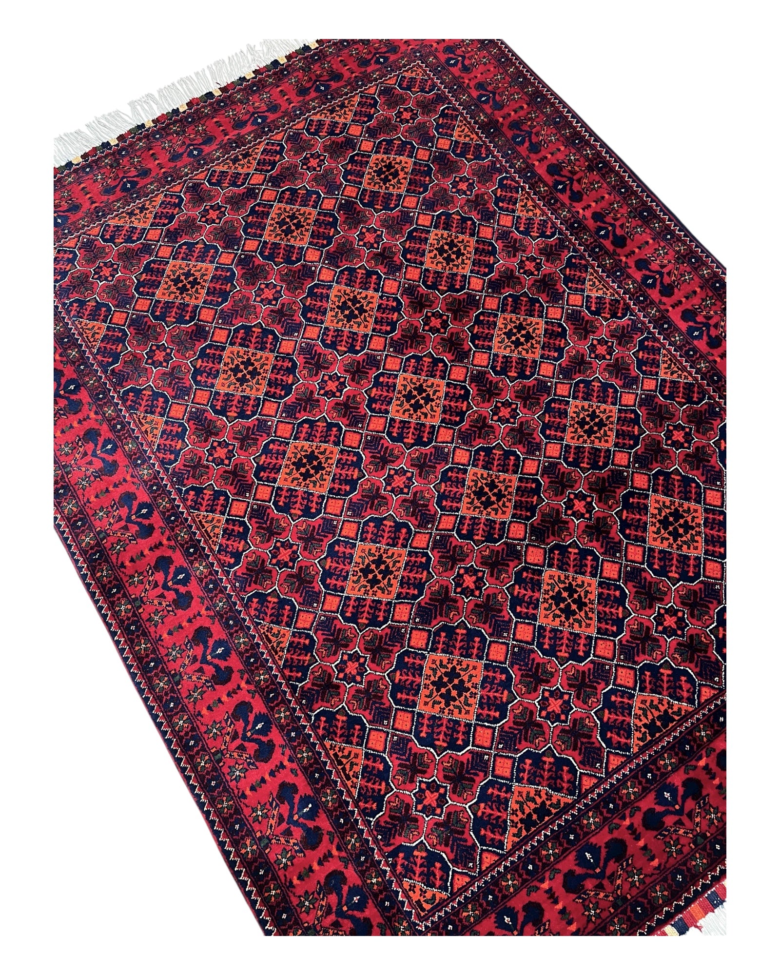 190cm x 146cm Red & Orange Yousef Bey Rug