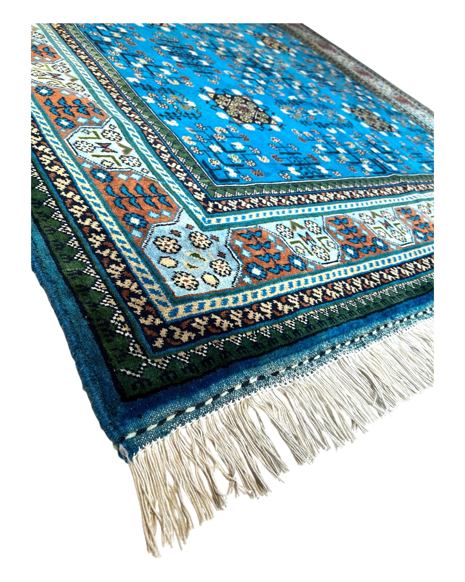 198cm x 154cm Blue & Green Andkhoy Rug