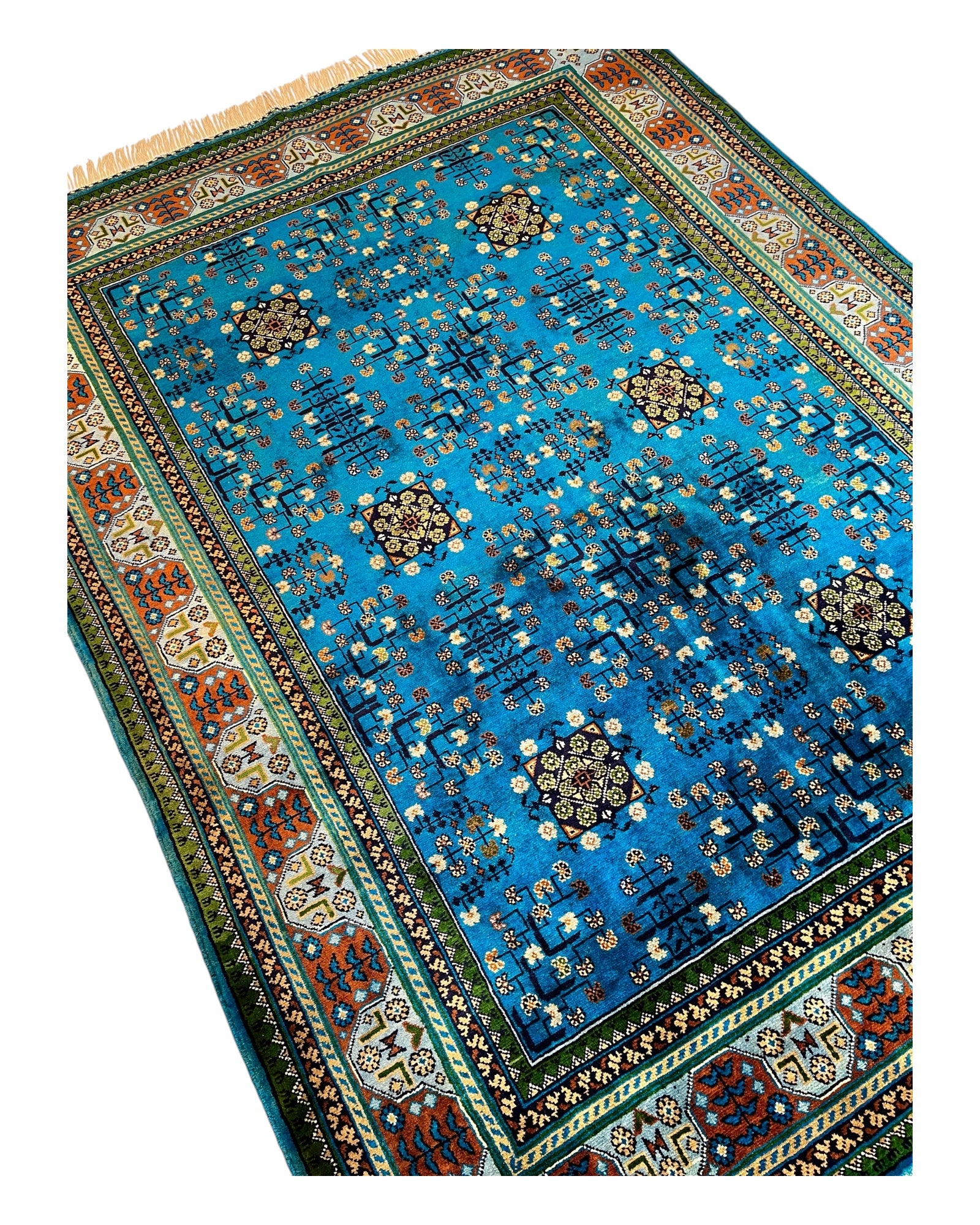 198cm x 154cm Blue & Green Andkhoy Rug