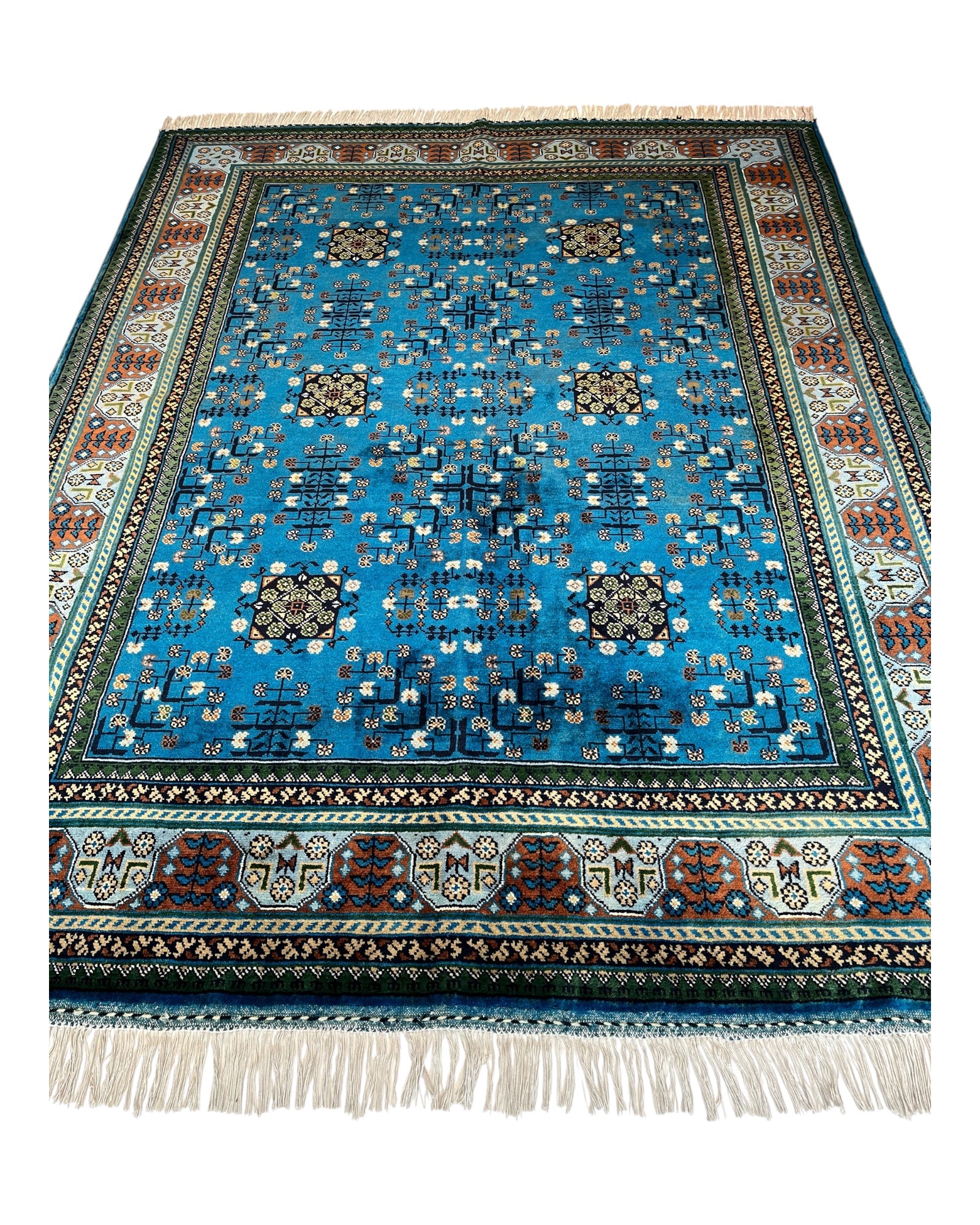 198cm x 154cm Blue & Green Andkhoy Rug