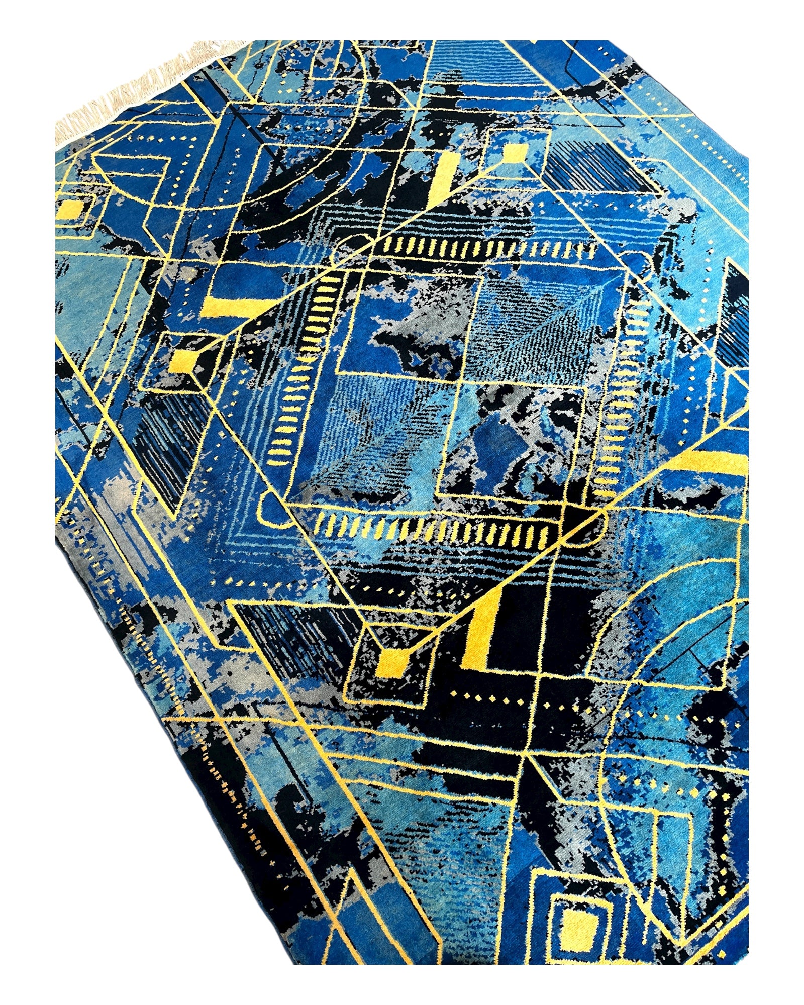 196cm x 154cm Blue Contemporary Afghan Rug