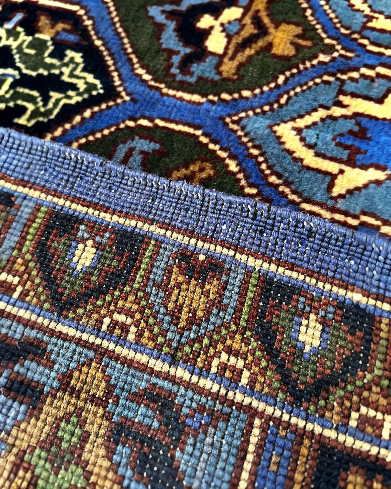 197cm x 152cm Blue Peacock Afghan Rug