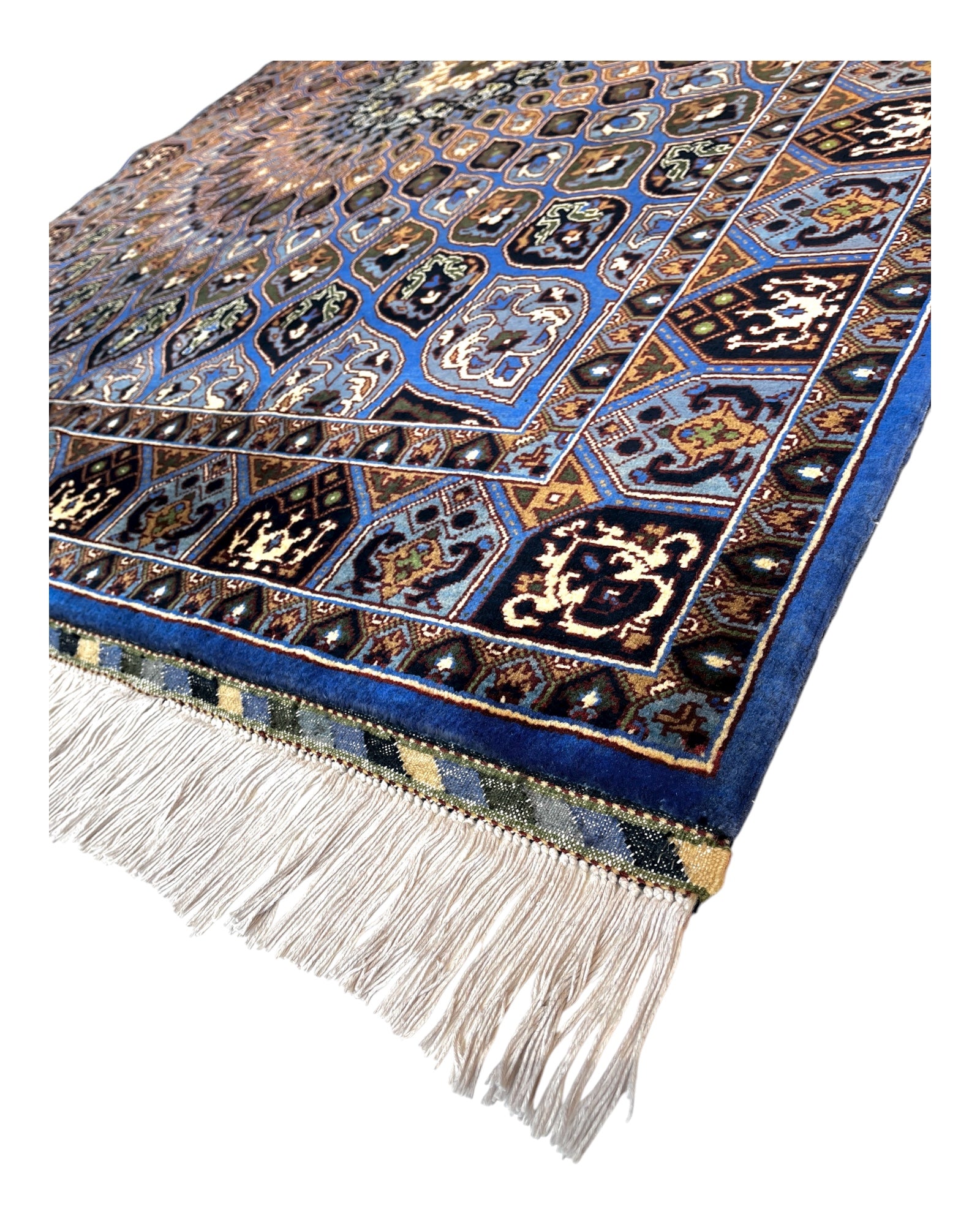 197cm x 152cm Blue Peacock Afghan Rug