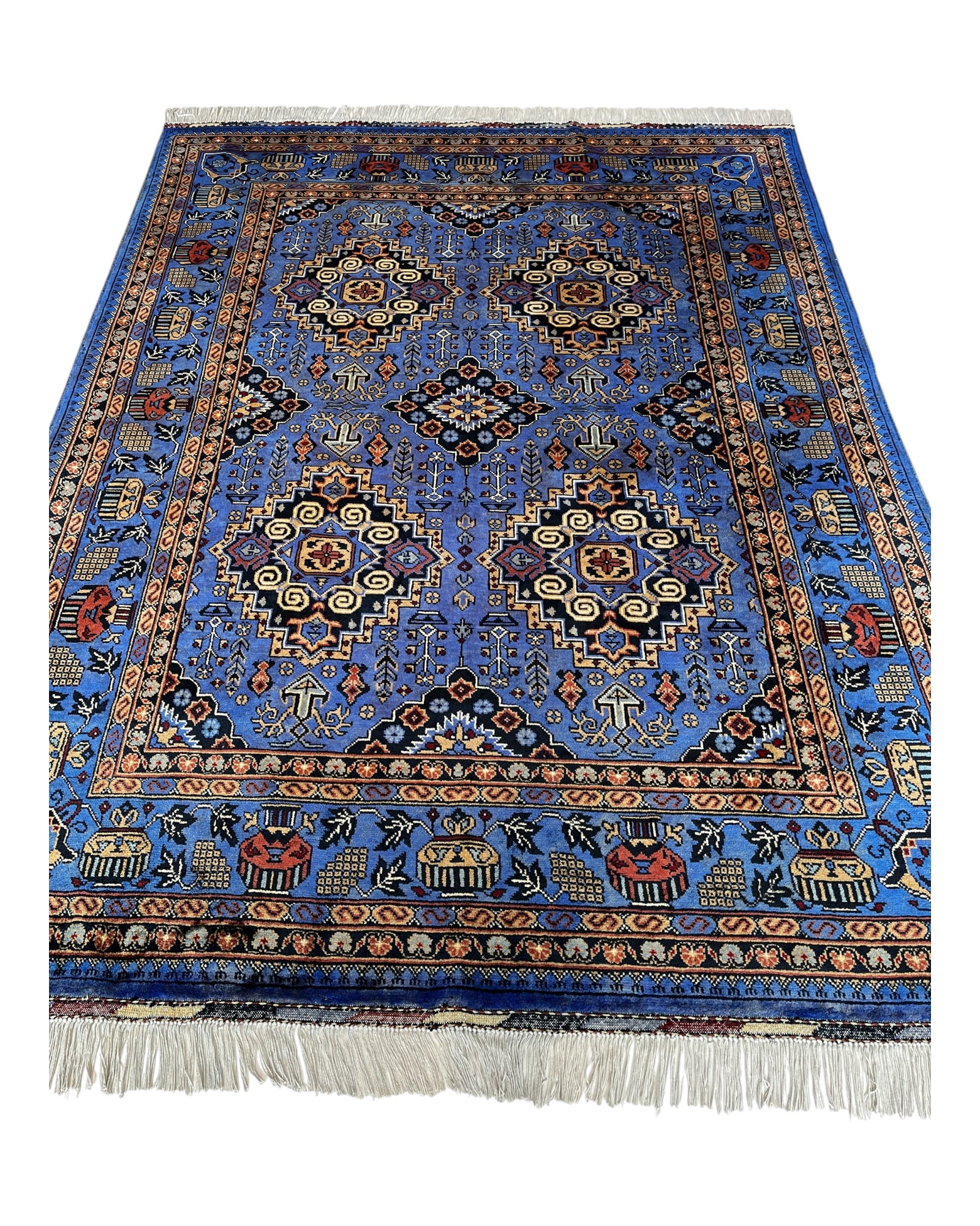 200cm x 150cm Blue & Copper Andkhoy Rug