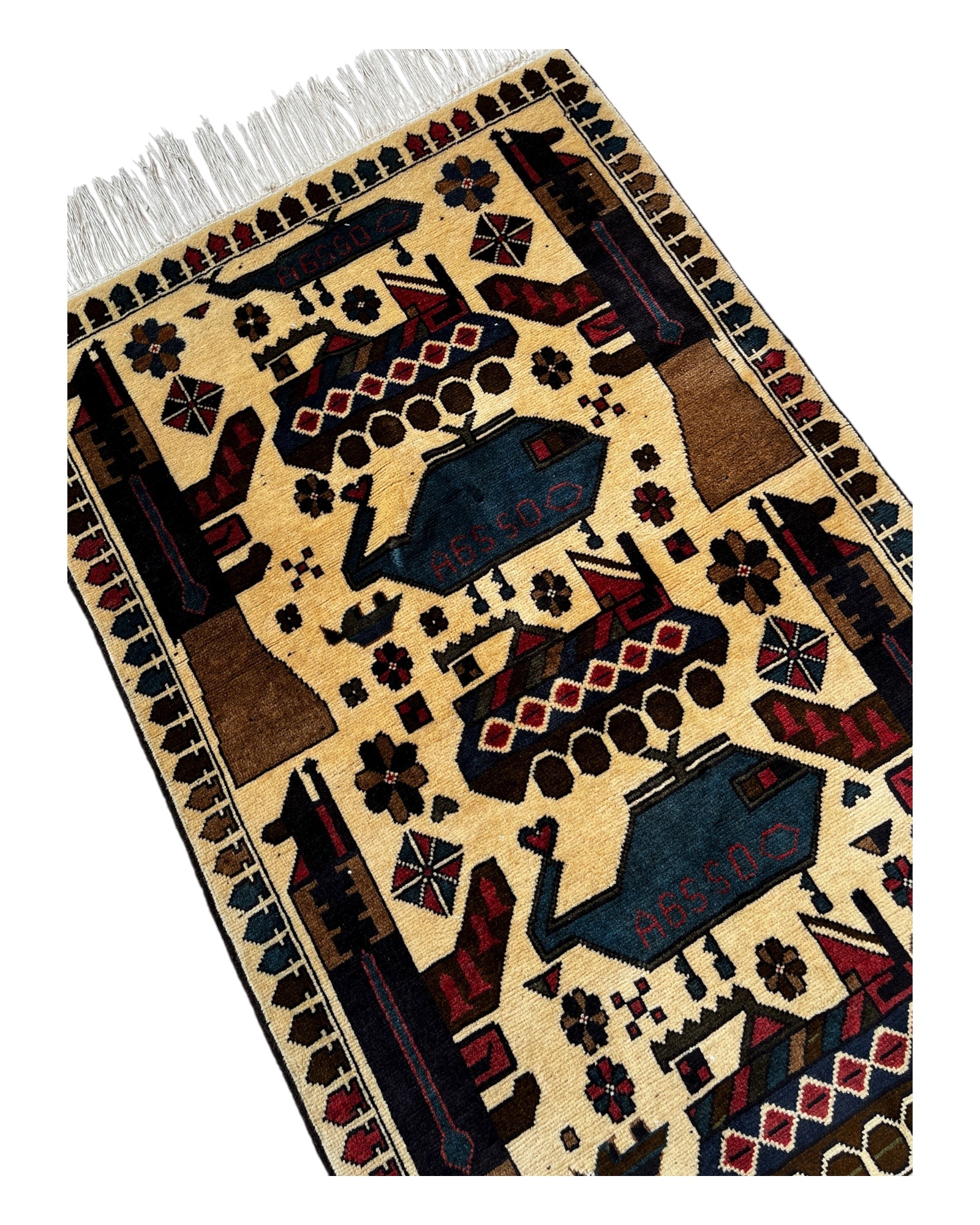 128cm x 83cm Cream & Brown War Rug