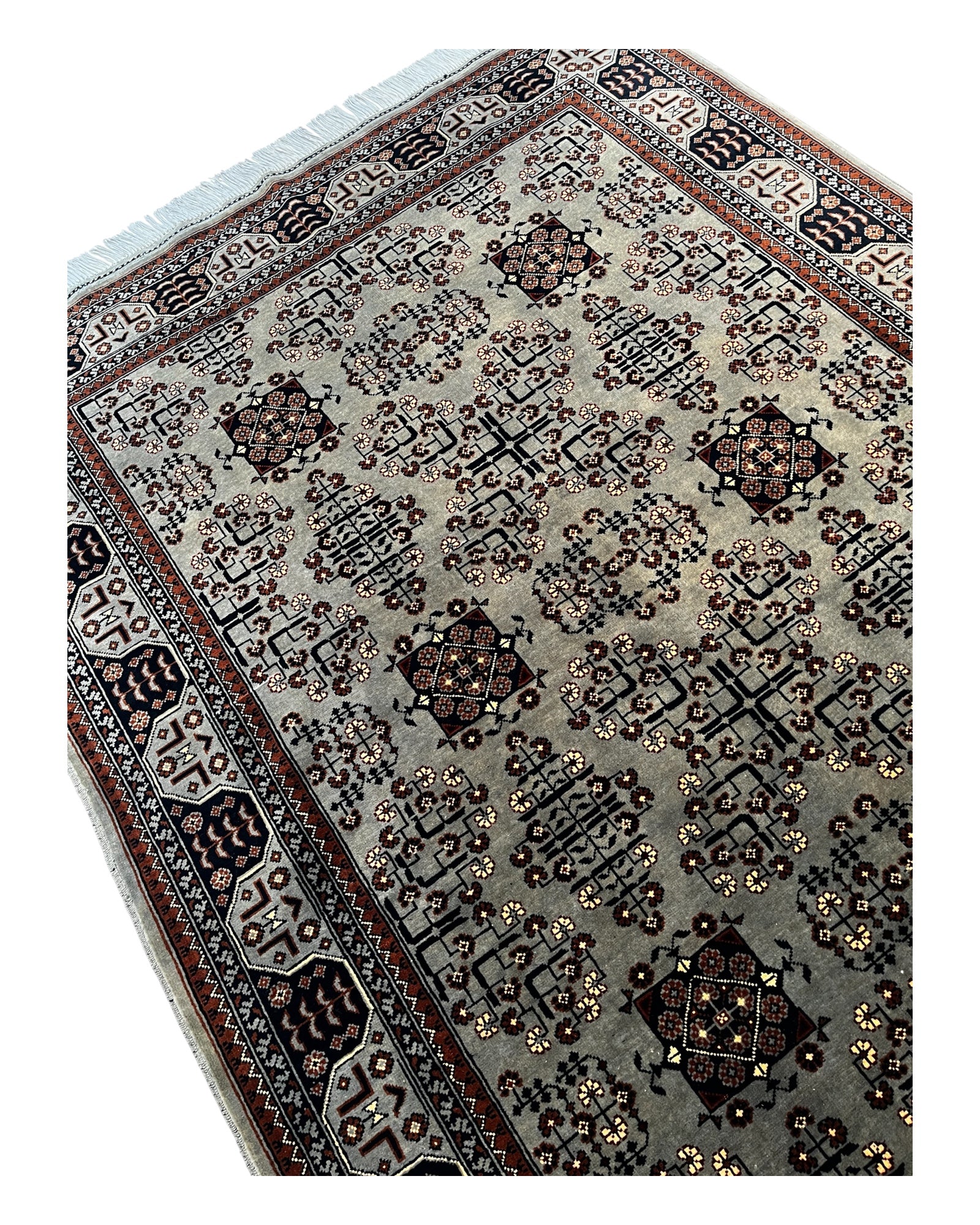 202cm x 150cm Grey & Bronze Andkhoy Rug