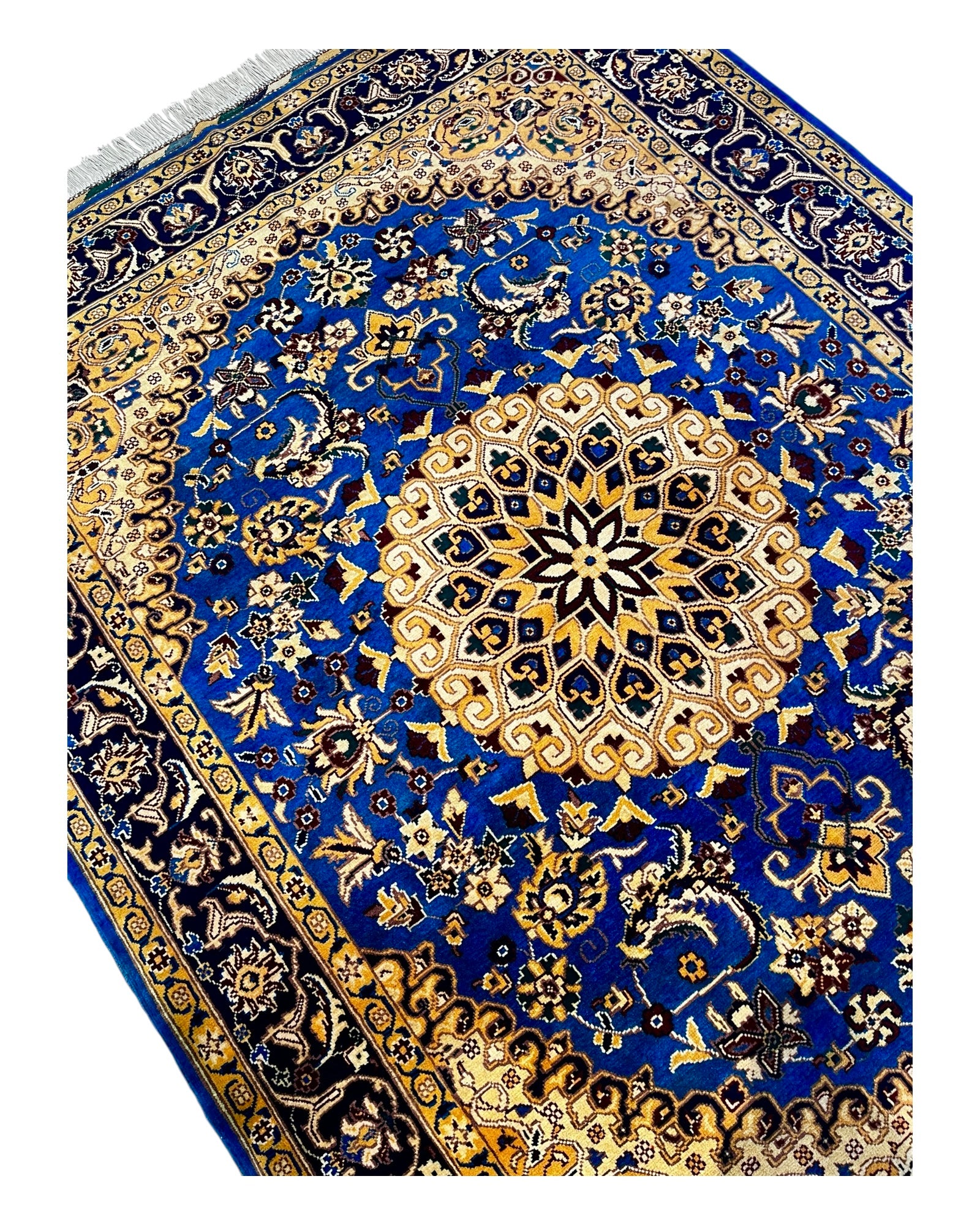 202cm x 155cm Sunflower Yellow & Blue Afghan Rug