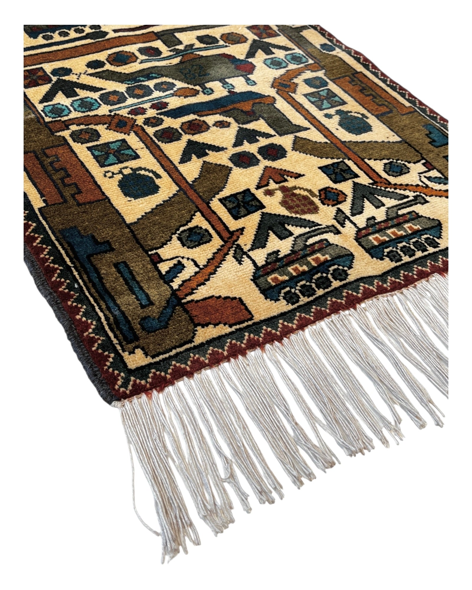 80cm x 60cm Cream & Blue War Rug