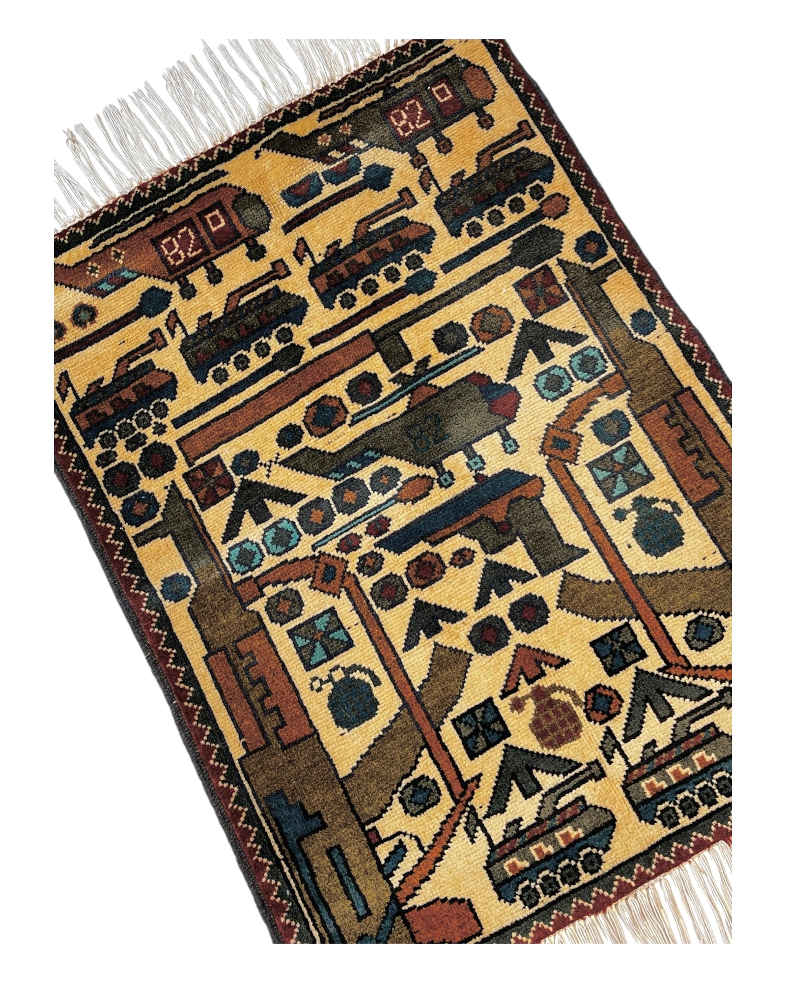 80cm x 60cm Cream & Blue War Rug