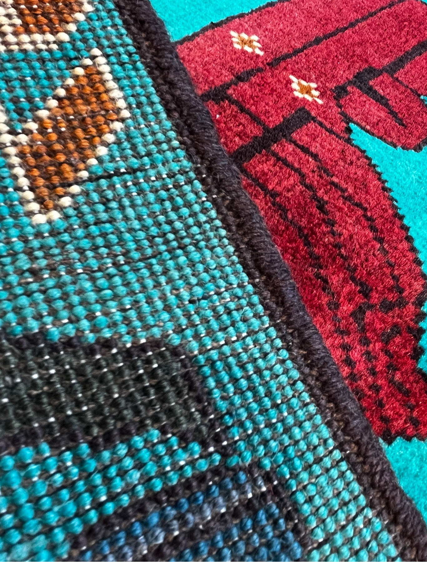 80cm x 60cm Turquoise & Blue War Rug