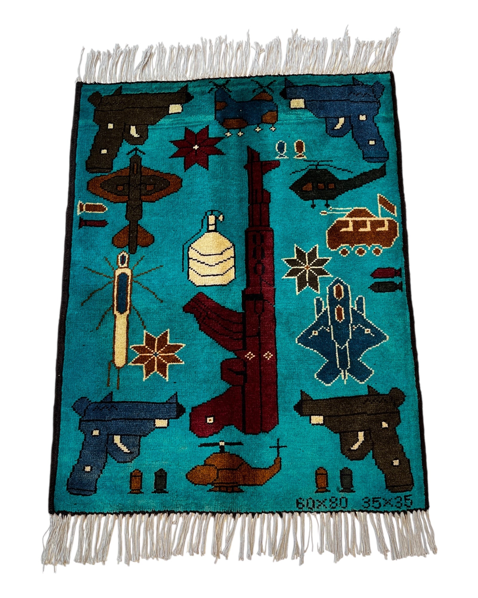 80cm x 60cm Turquoise & Blue War Rug