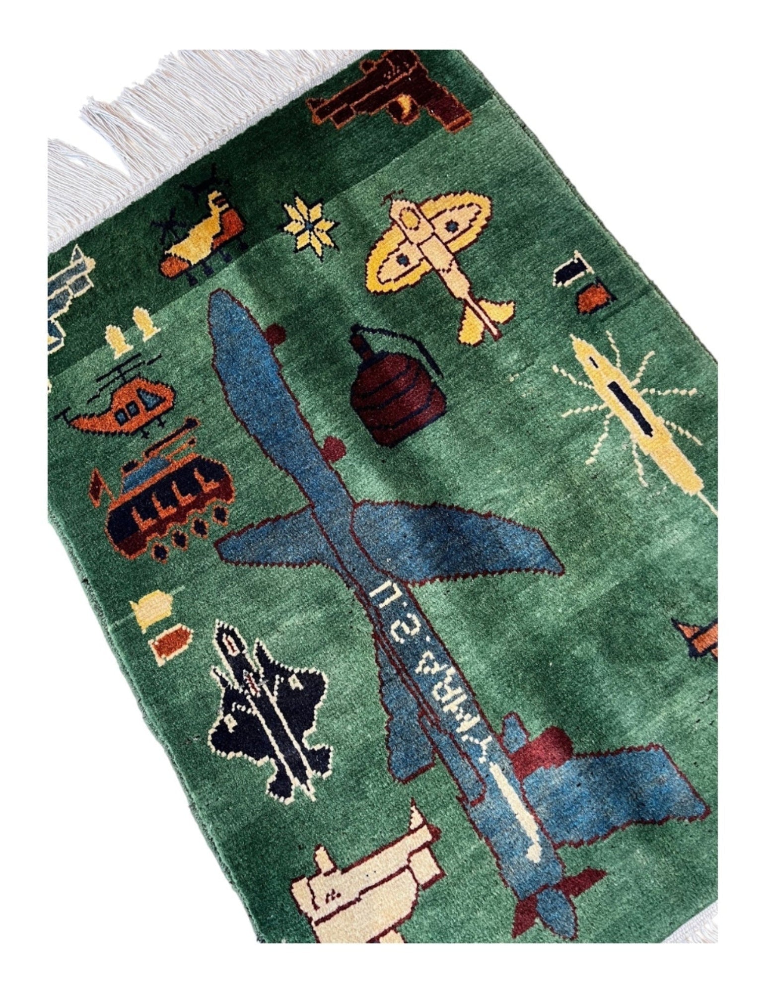 80cm x 58cm Green & Blue War Rug