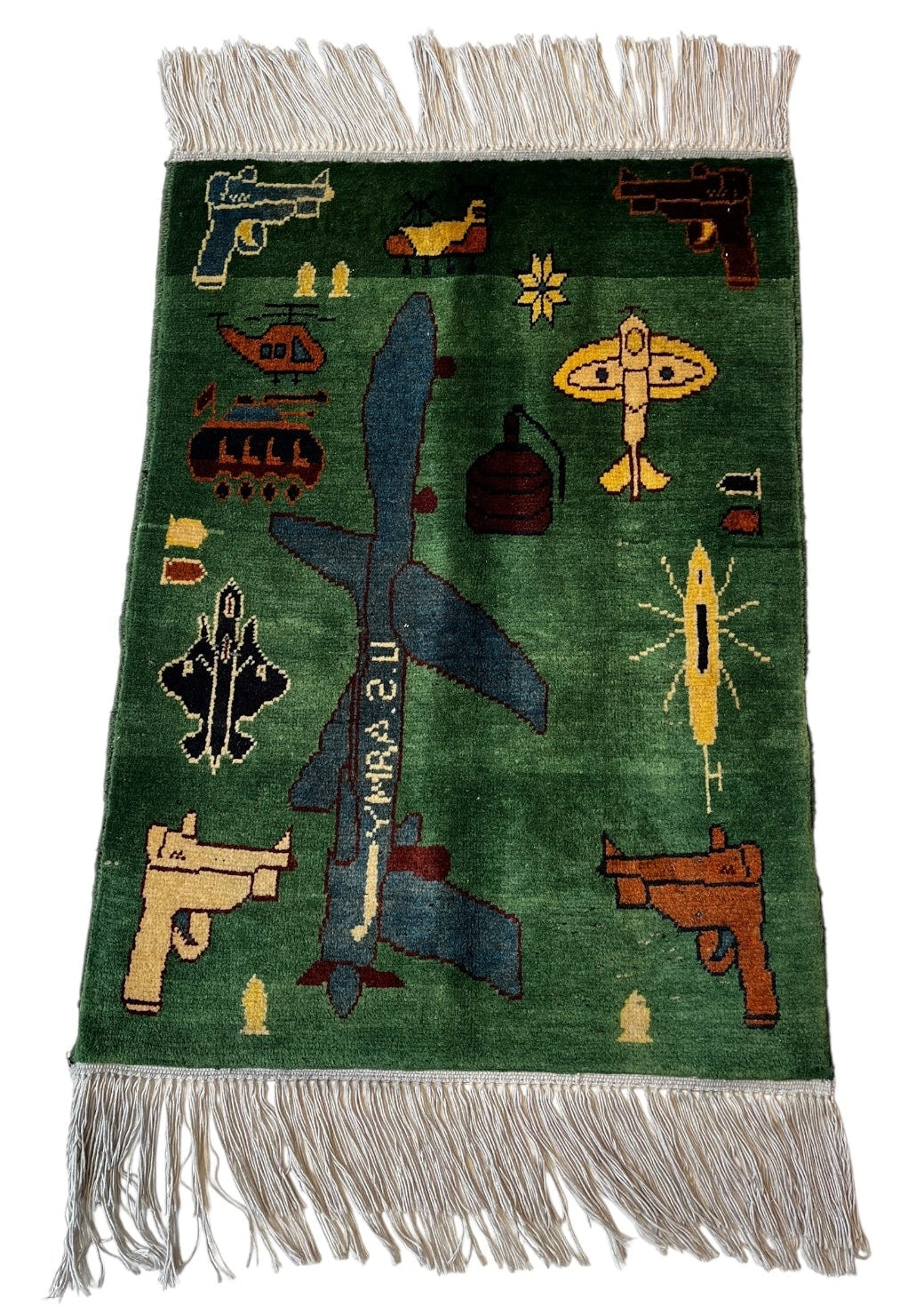 80cm x 58cm Green & Blue War Rug