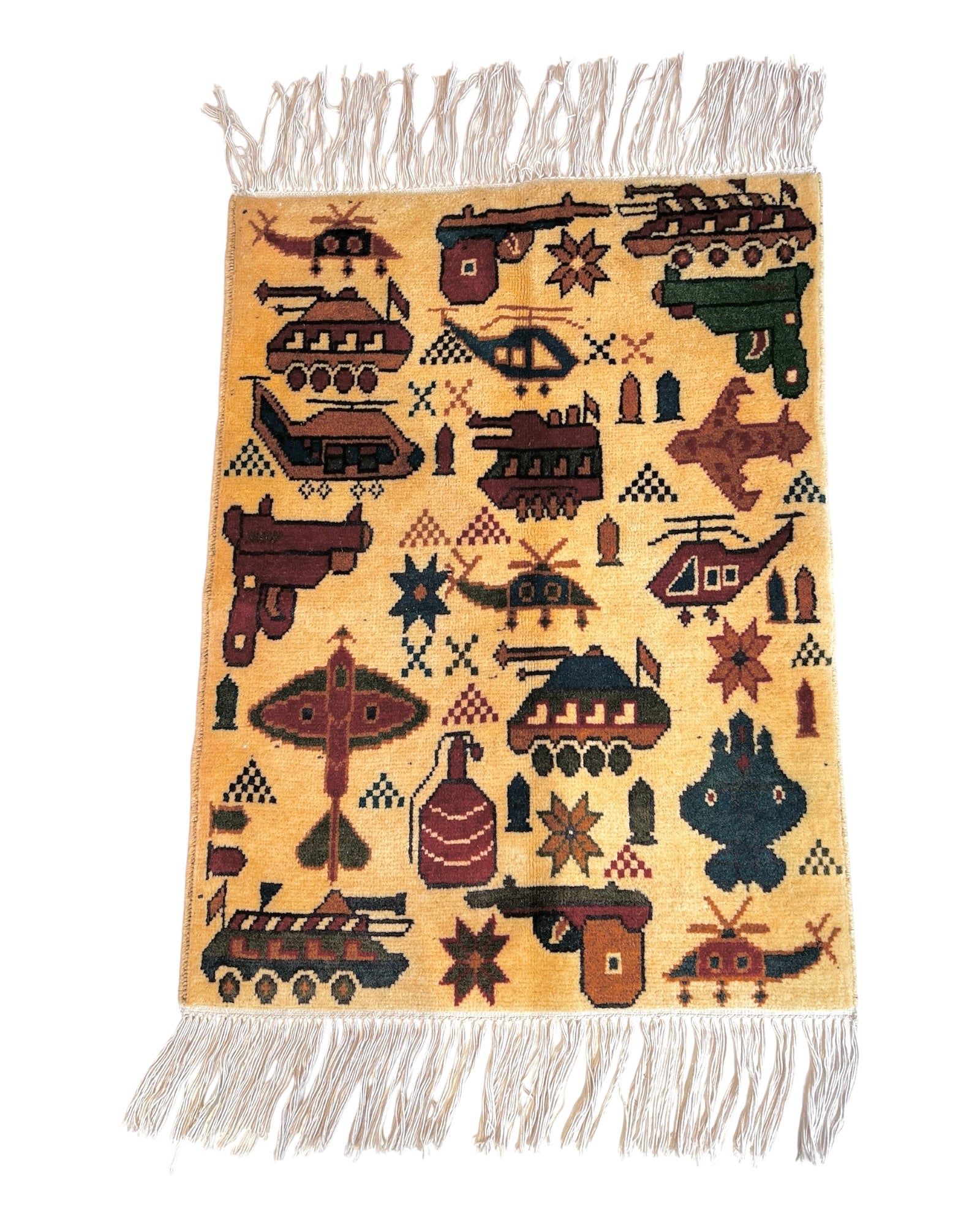 78cm x 60cm Cream, Burgundy & Blue War Rug