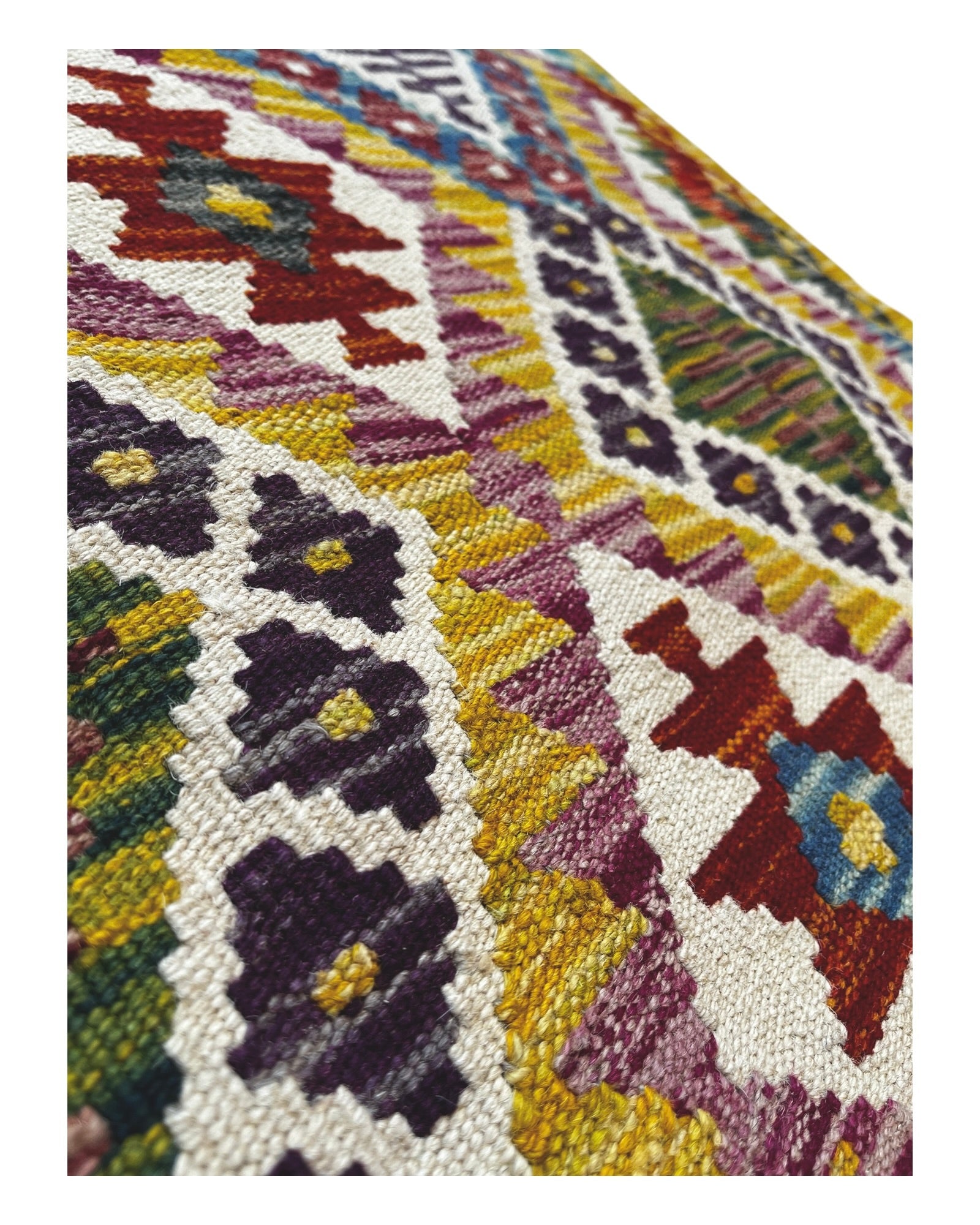 200cm x 94cm Yellow & Green Maymana Kilim