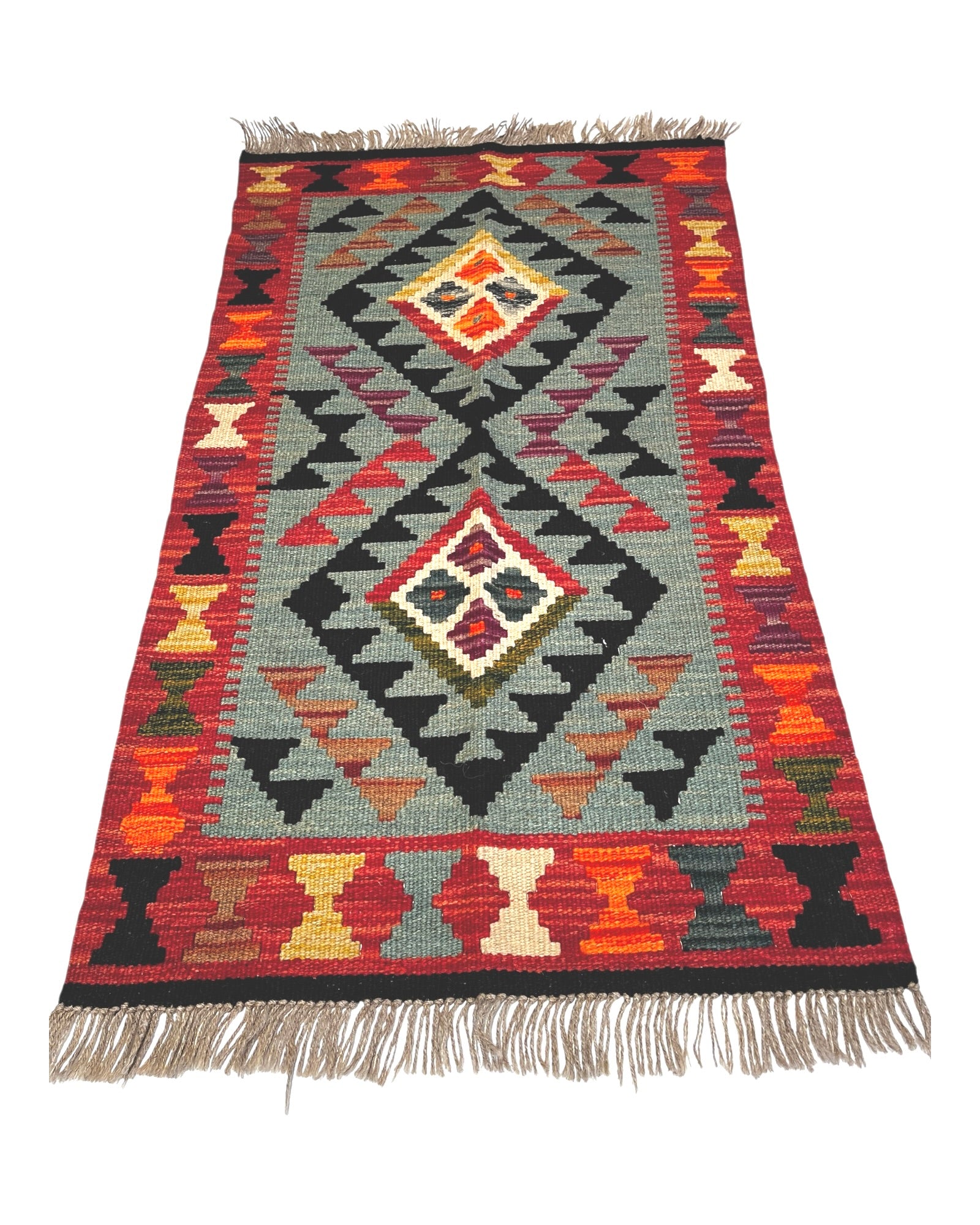 103cm x 60cm Turquoise & Pink Maymana Kilim Doormat