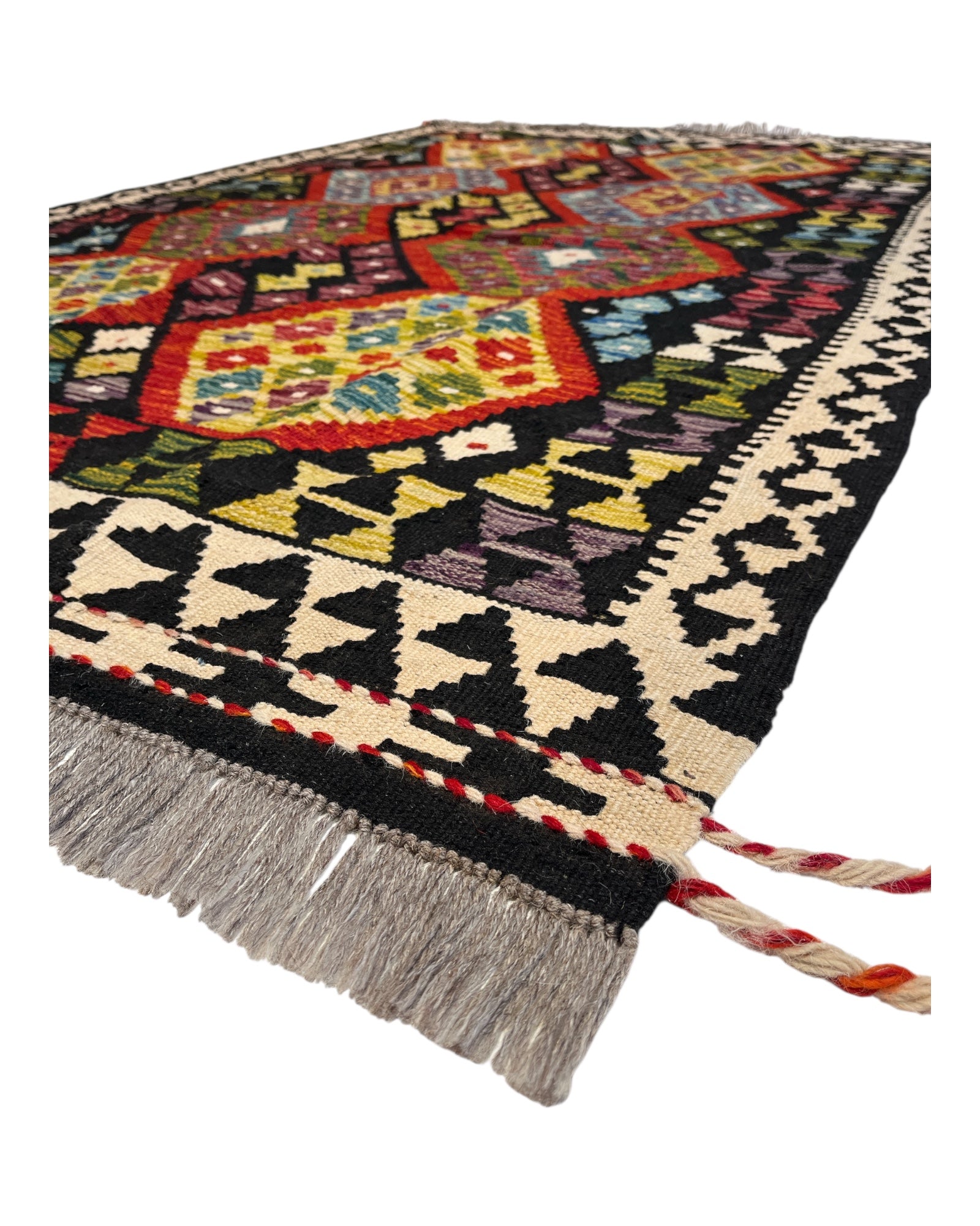 186cm x 116cm Black Multi Maymana Kilim
