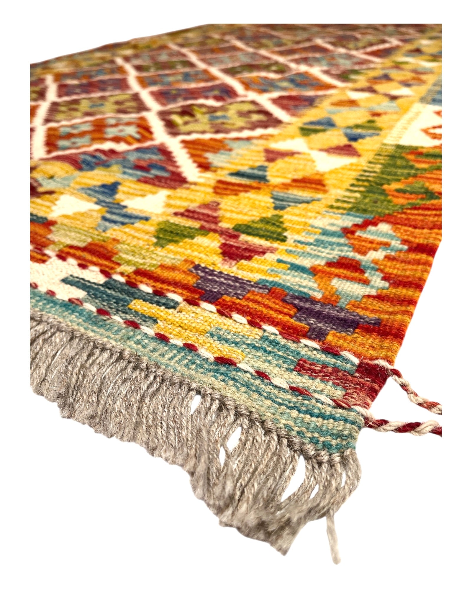 202cm x 105cm Orange & Pink Maymana Kilim Runner