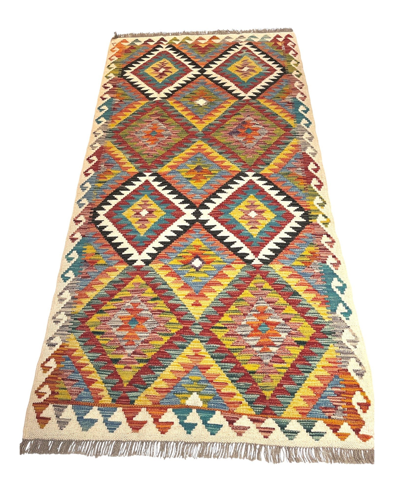 197cm x 100cm Colourful Maymana Kilim Runner