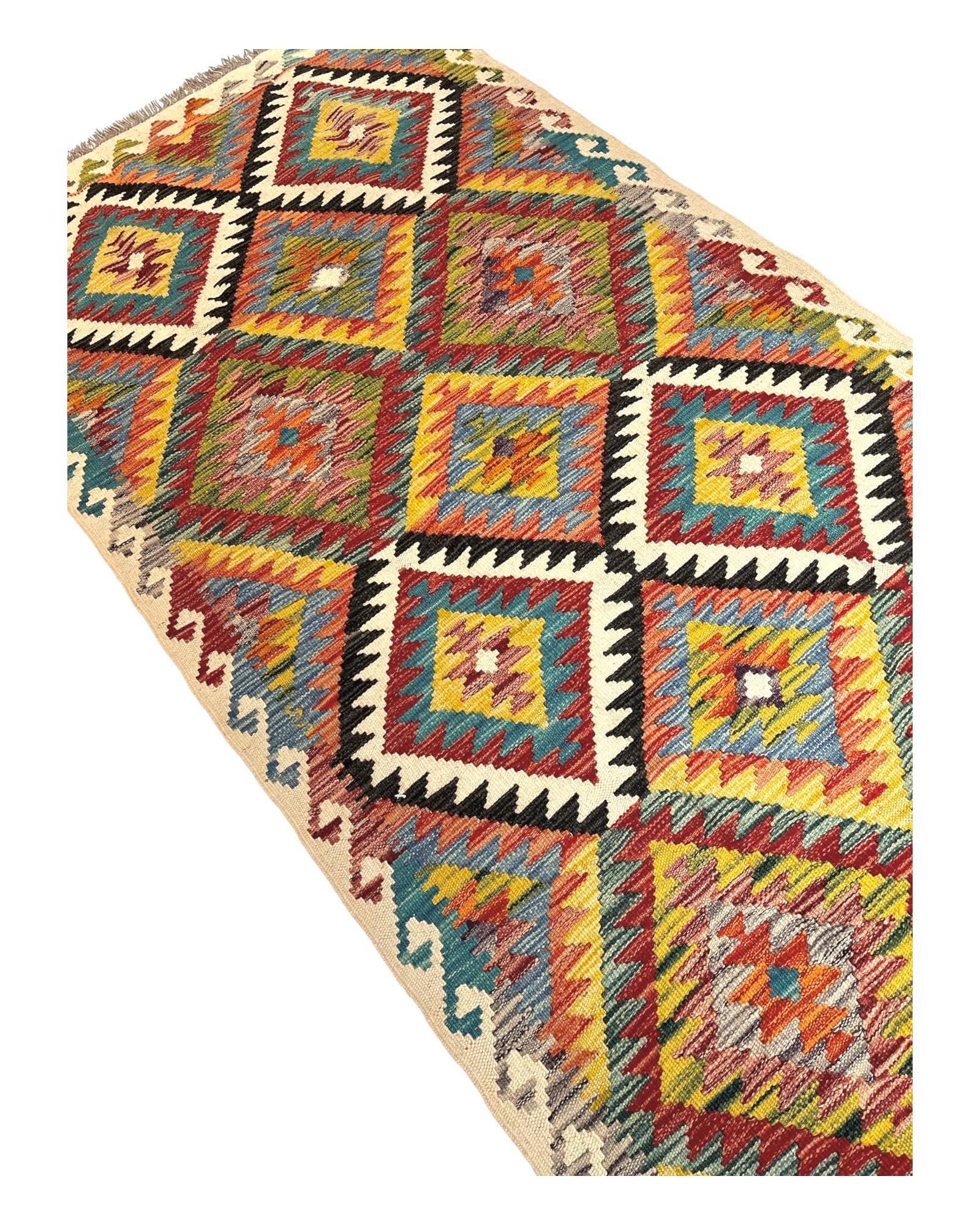 197cm x 100cm Colourful Maymana Kilim Runner