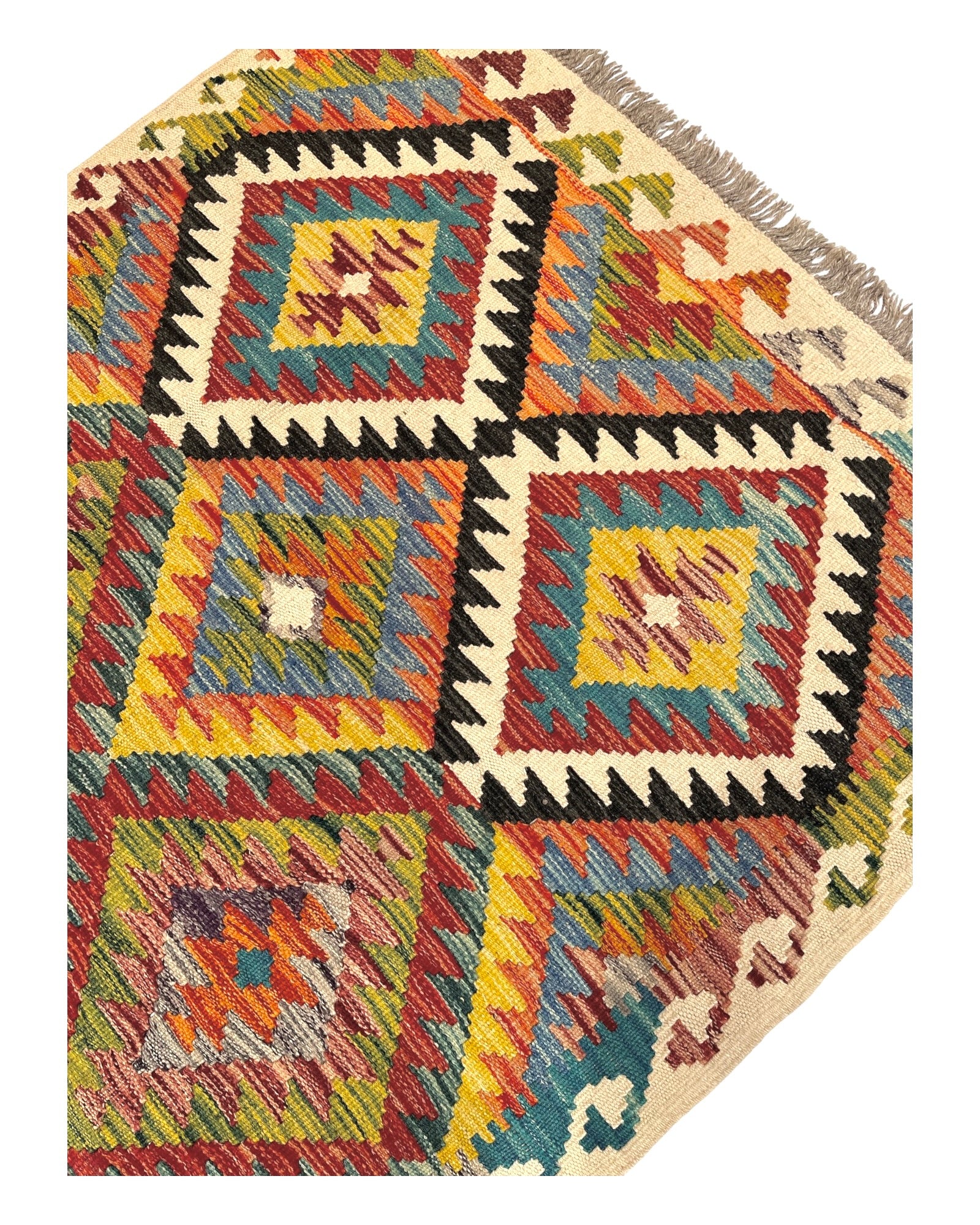 197cm x 100cm Colourful Maymana Kilim Runner