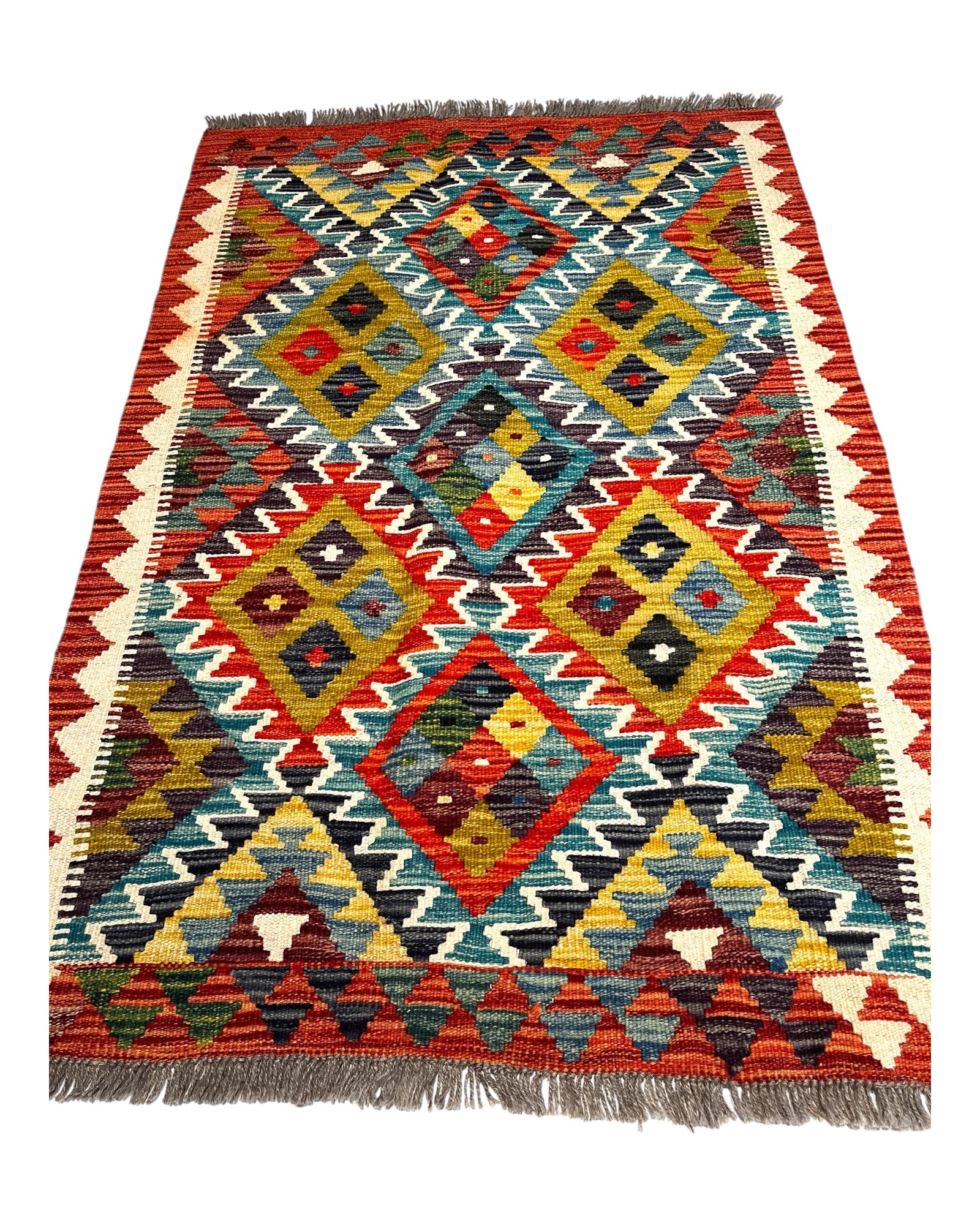 118cm x 81cm Orange Maymana Kilim