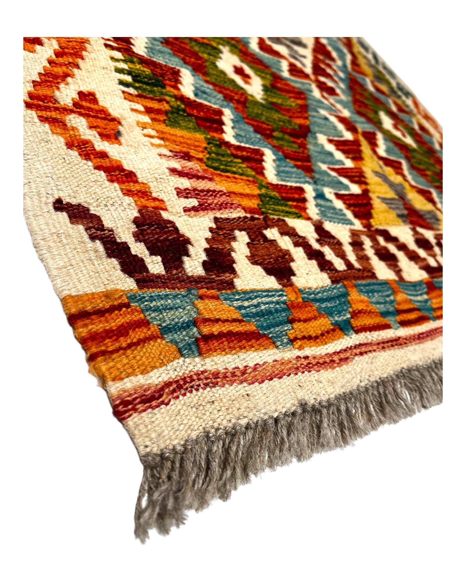 108cm x 82cm Cream & Orange Maymana Kilim