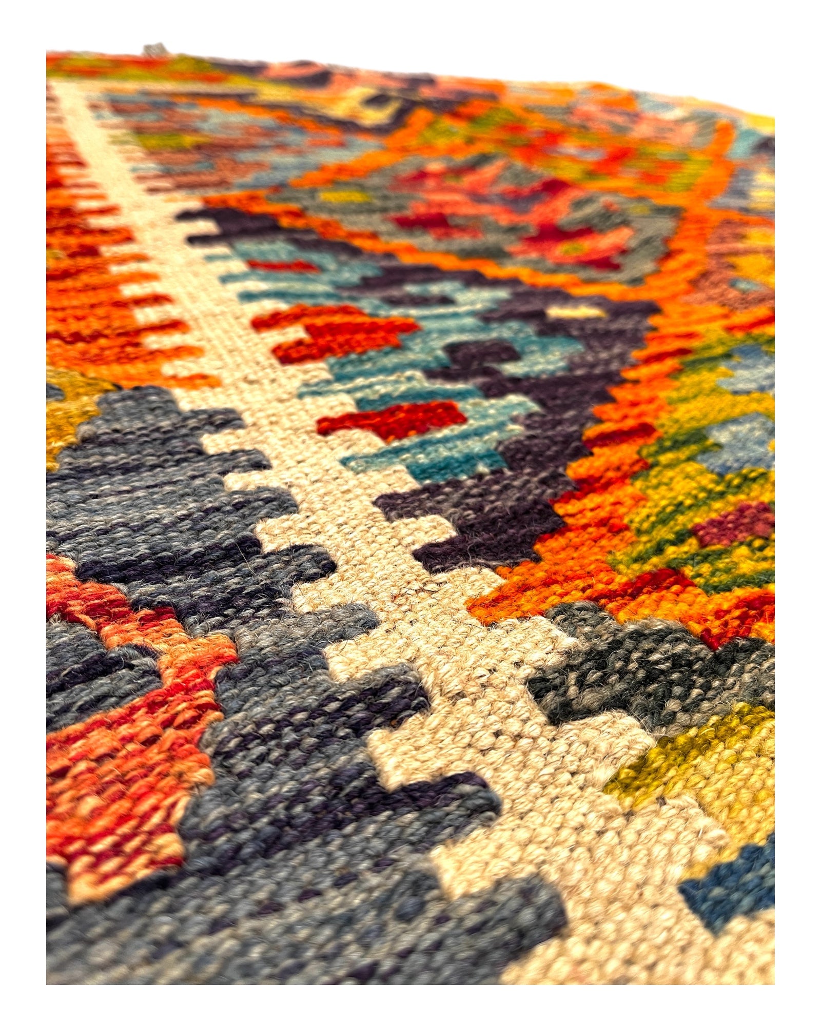 115cm x 80cm Orange & Purple Maymana Kilim