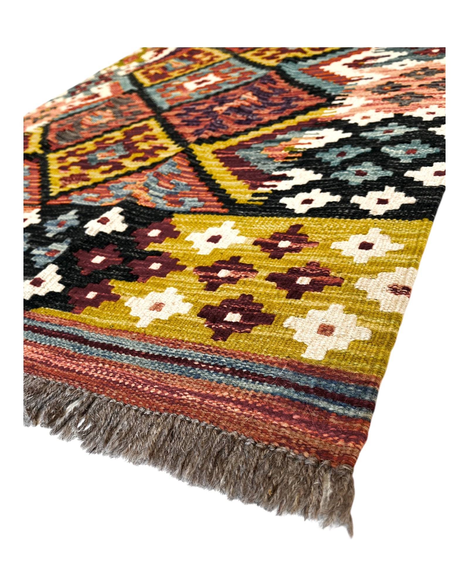 203cm x 102cm Colourful Maymana Kilim Runner