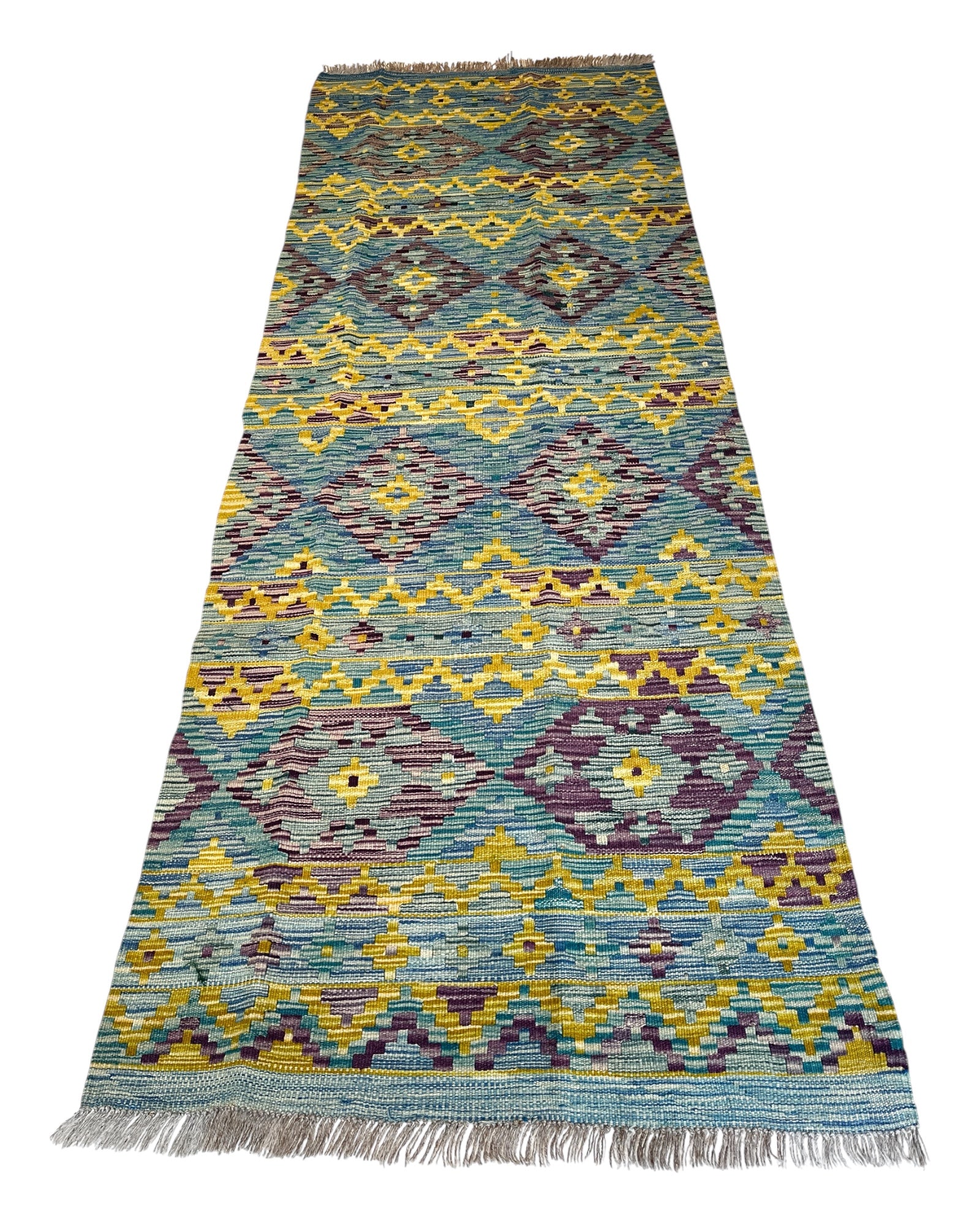 213cm x 79cm Turquoise Maymana Kilim Runner