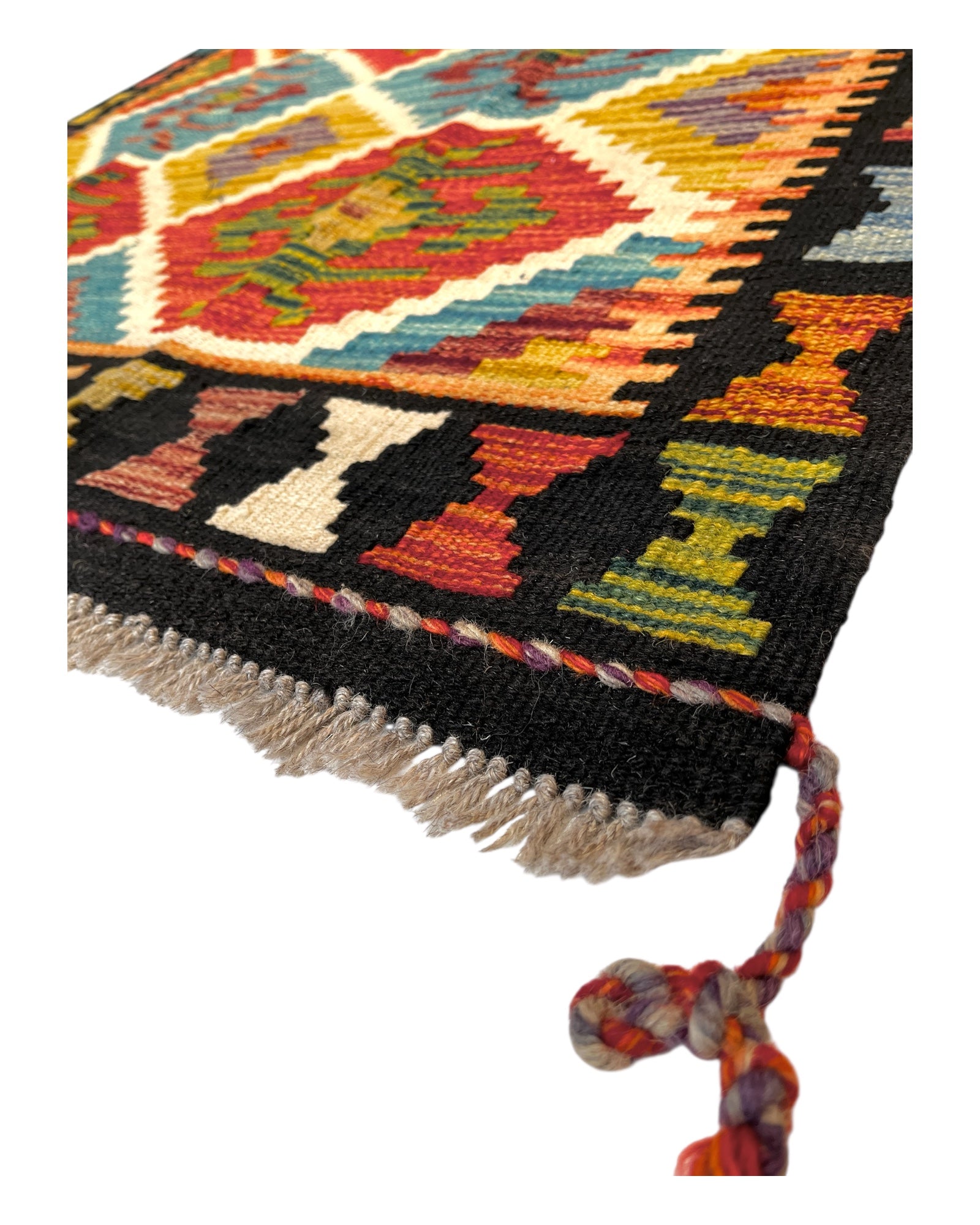 204cm x 102cm Multi-Coloured Maymana Kilim Runner
