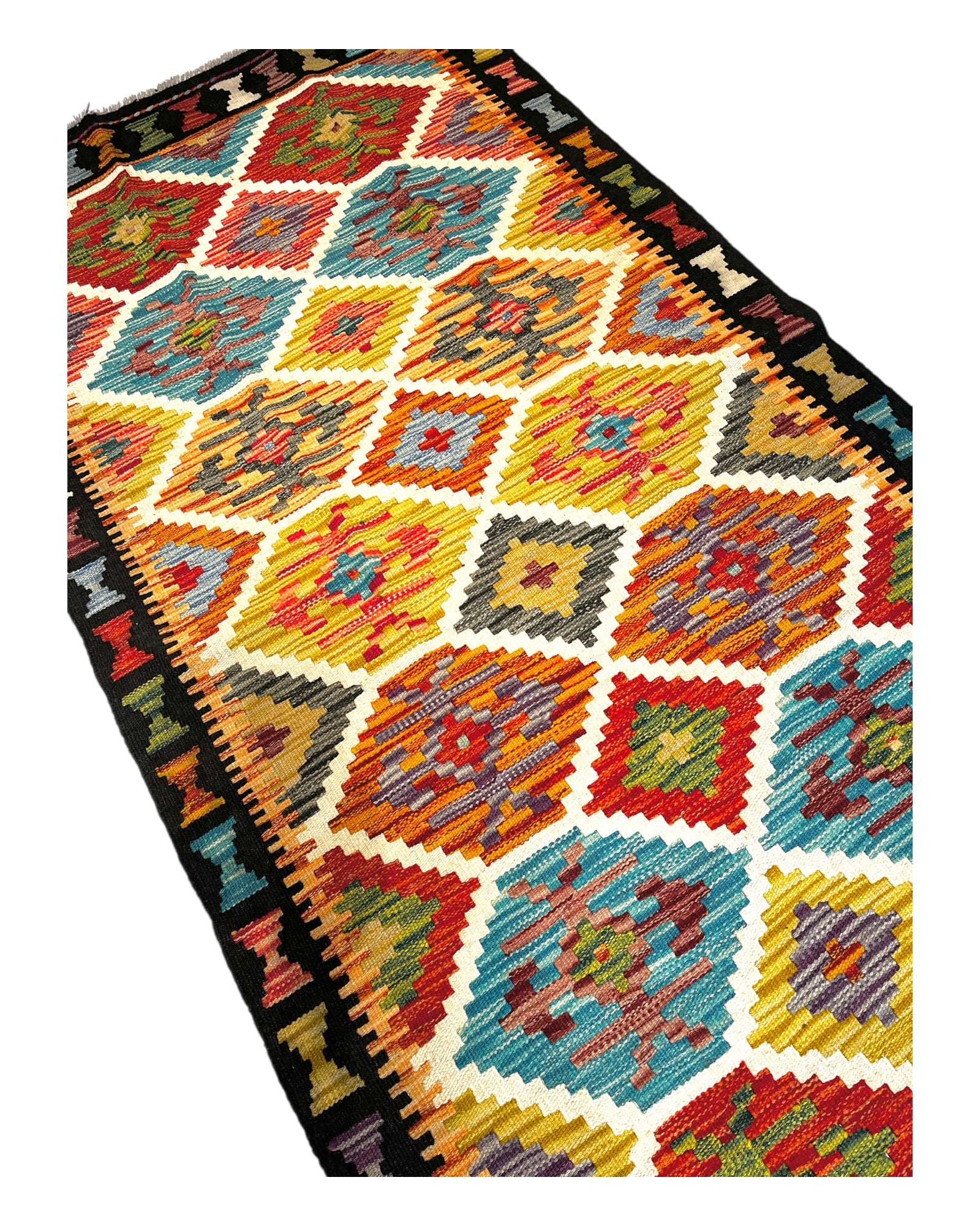 204cm x 102cm Multi-Coloured Maymana Kilim Runner
