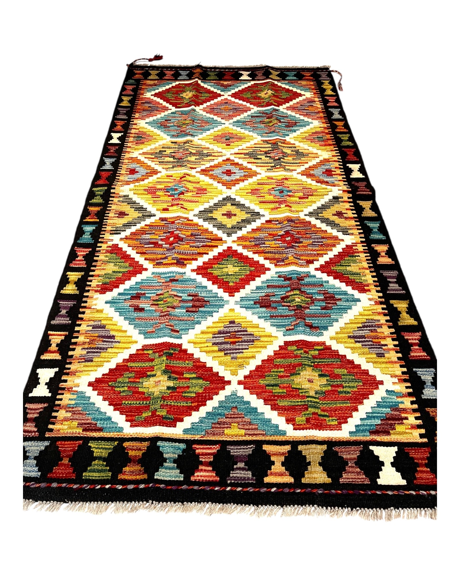 204cm x 102cm Multi-Coloured Maymana Kilim Runner