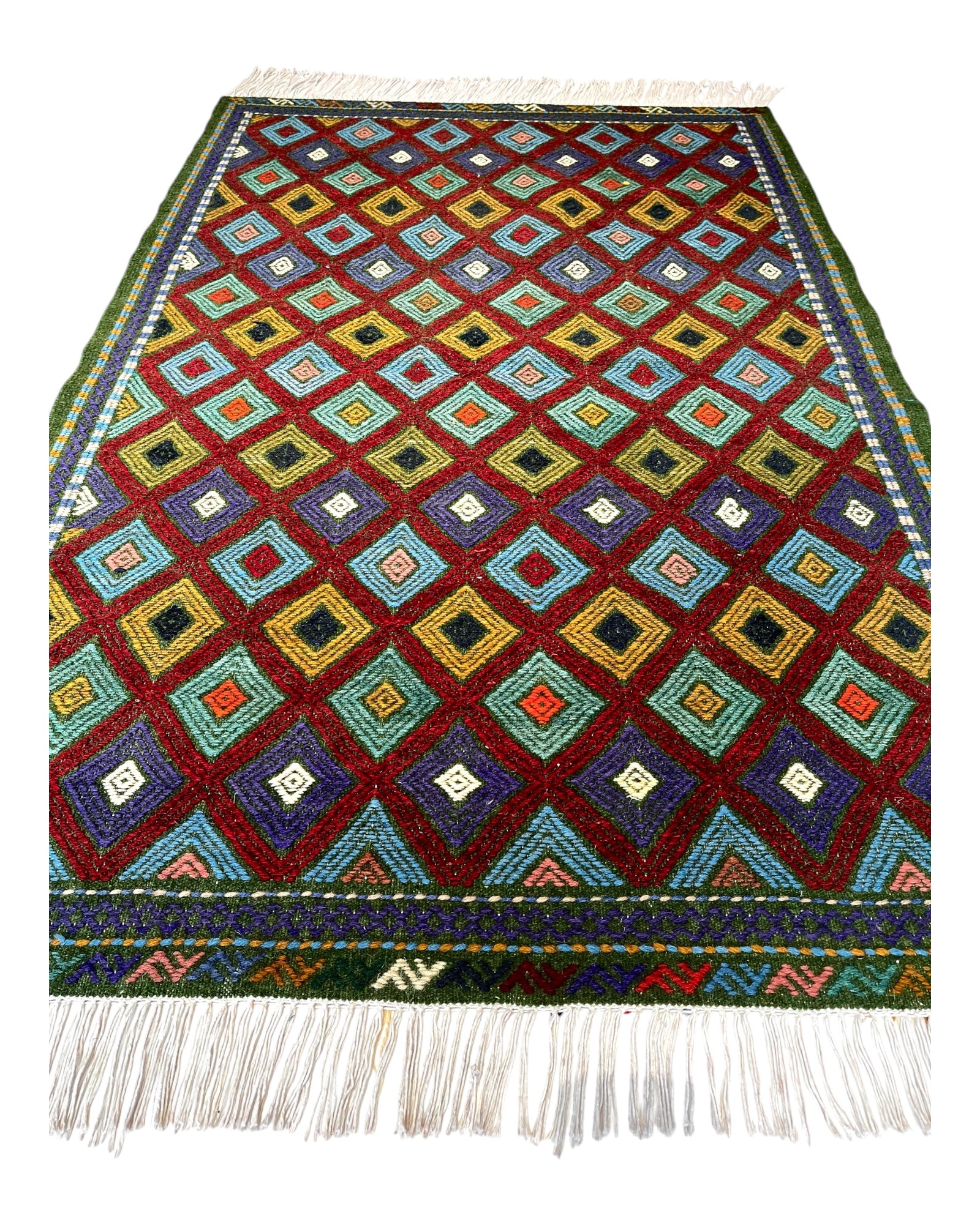 148cm x 100cm Burgundy Turkoman Kilim