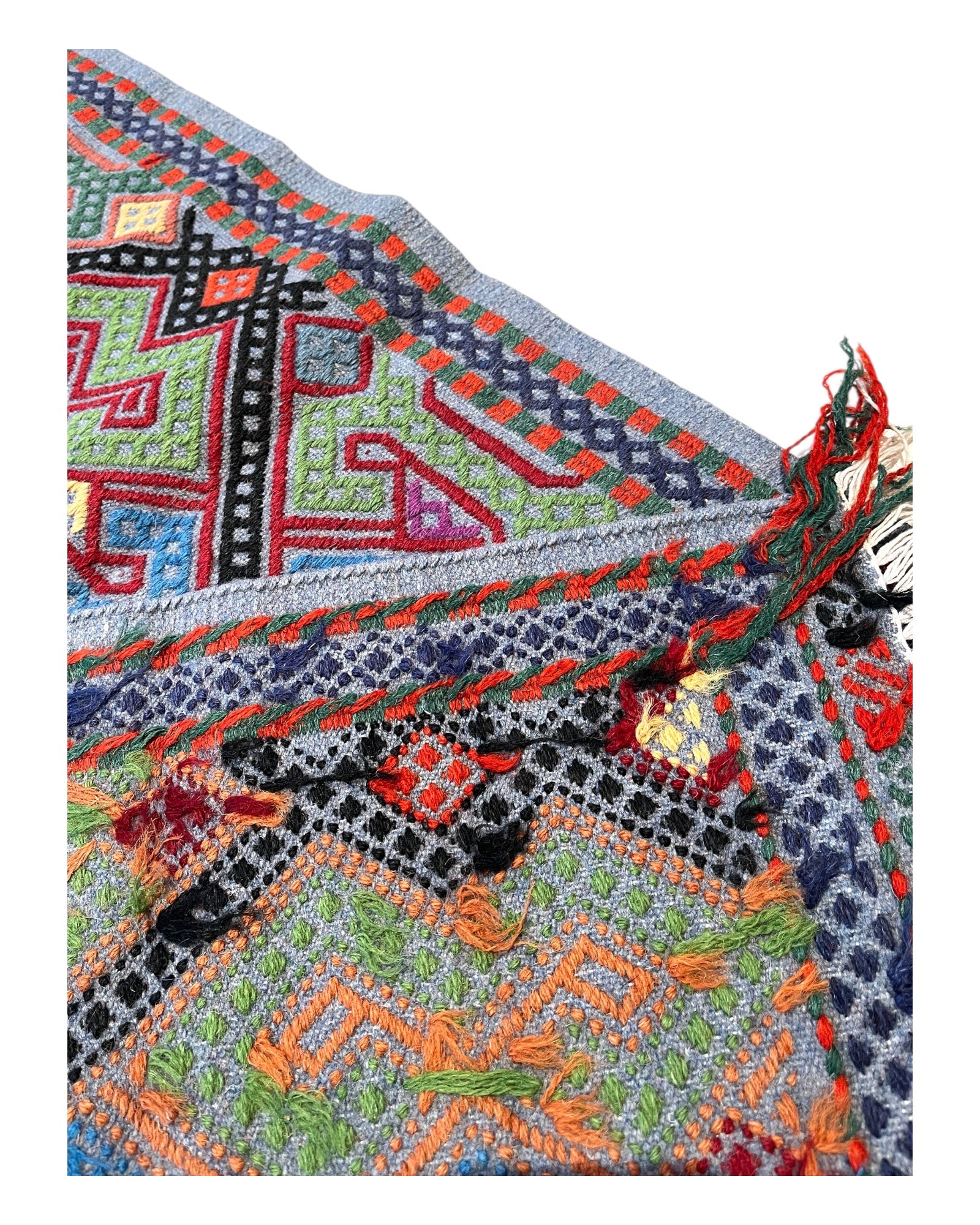 123cm x 77cm Blue & Coral Turkoman Kilim