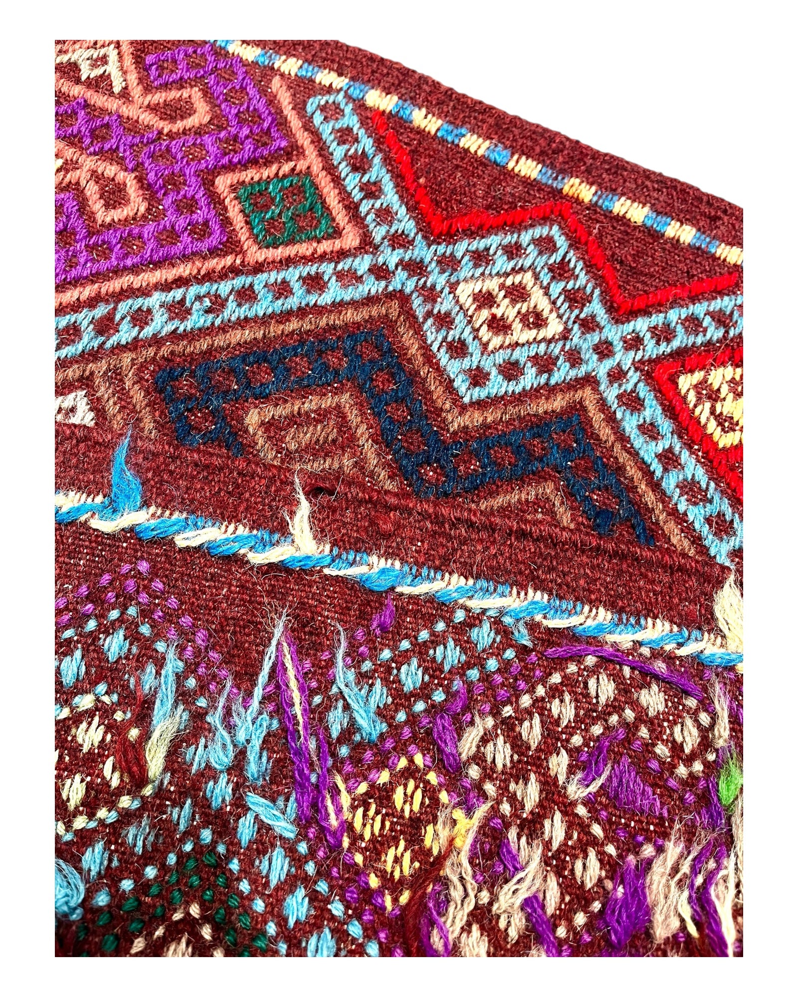 124cm x 83cm Purple & Brown Turkoman Kilim