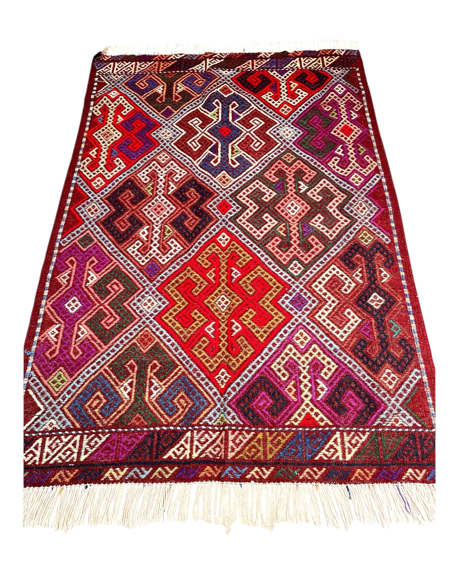 124cm x 83cm Purple & Brown Turkoman Kilim